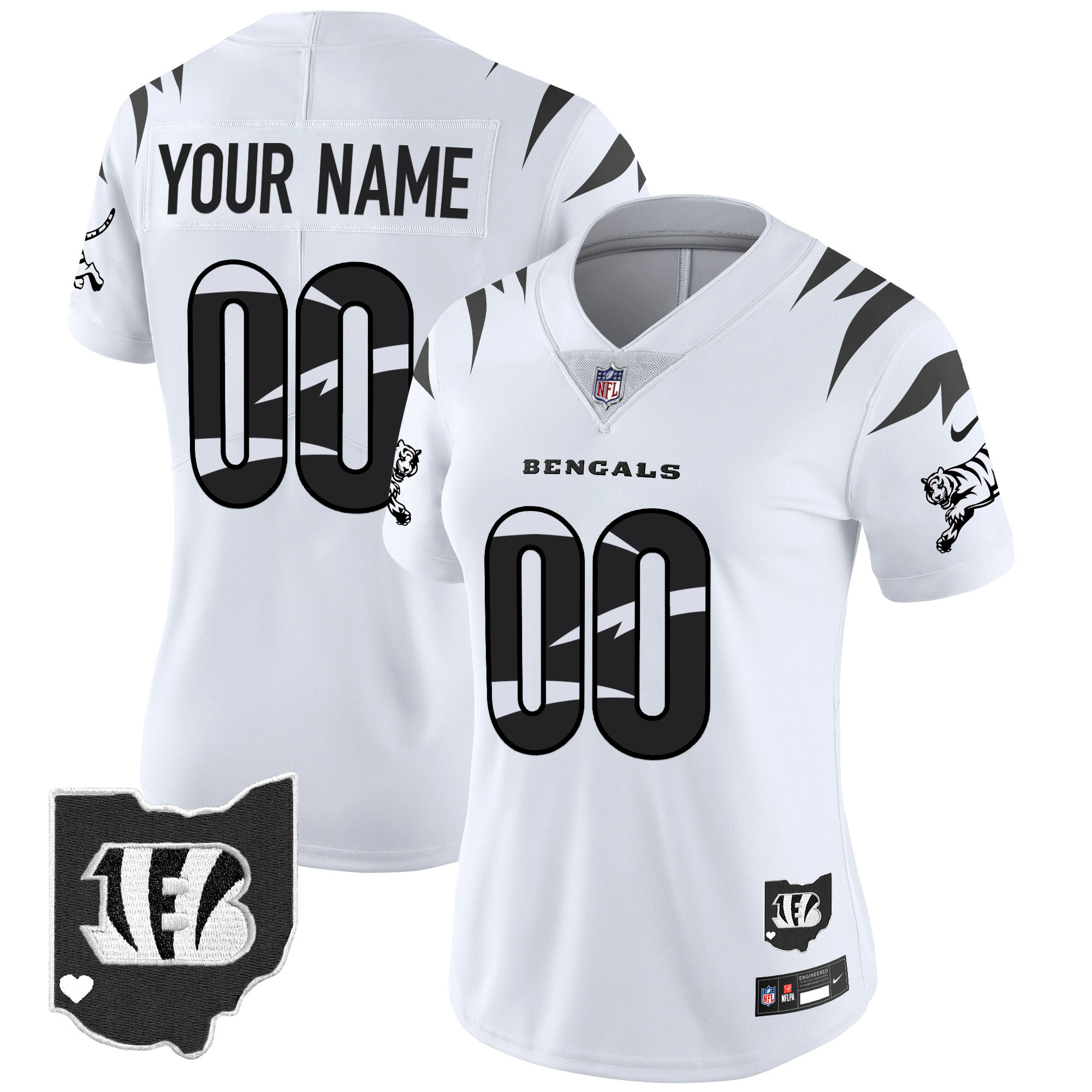Women's Cincinnati Bengals Special Vapor Limited Custom White Limited Jersey - All Stitched