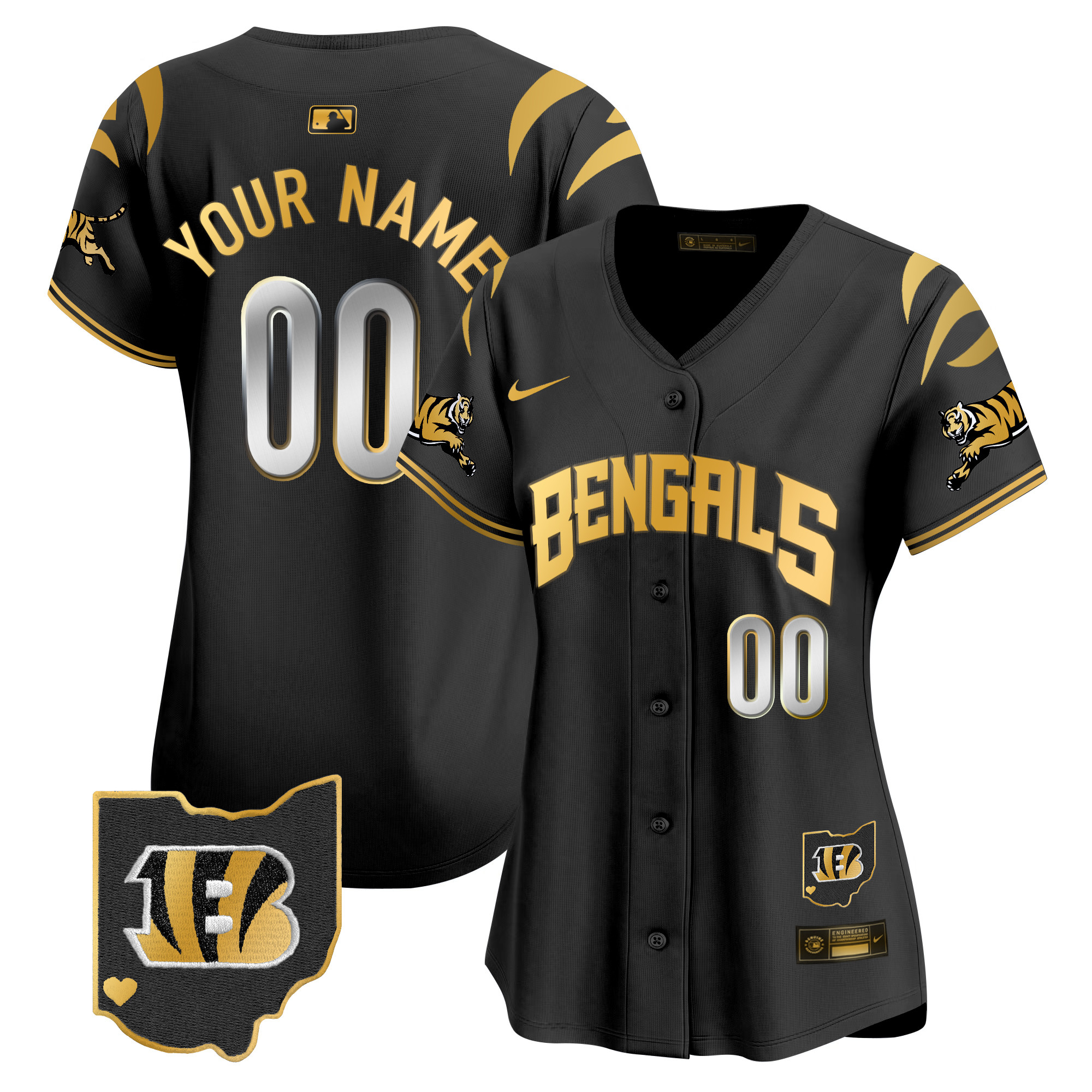 Women's Cincinnati Bengals Vapor Premier Limited Custom Black Gold Jersey - All Stitched