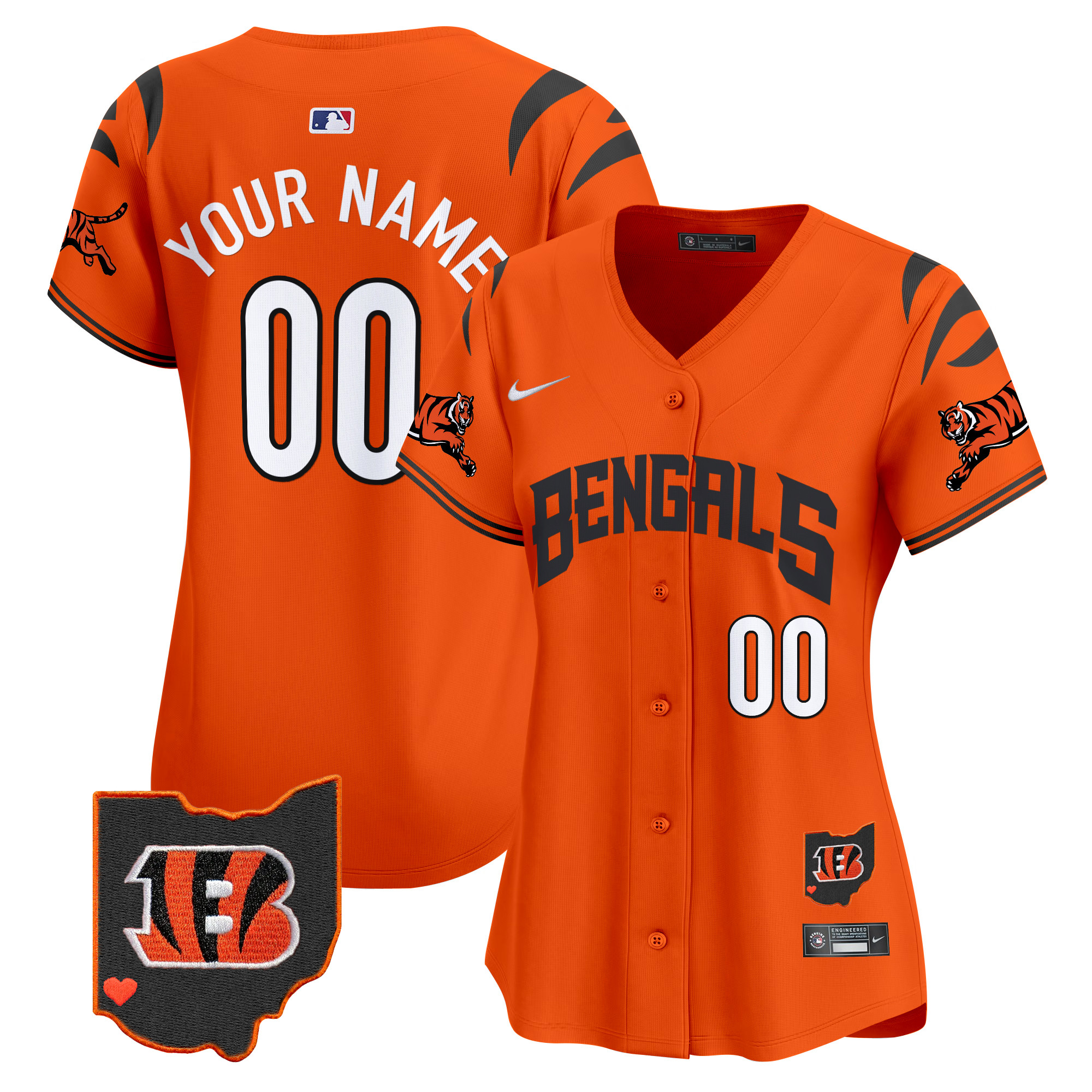 Women's Cincinnati Bengals Vapor Premier Limited Custom Orange Jersey - All Stitched