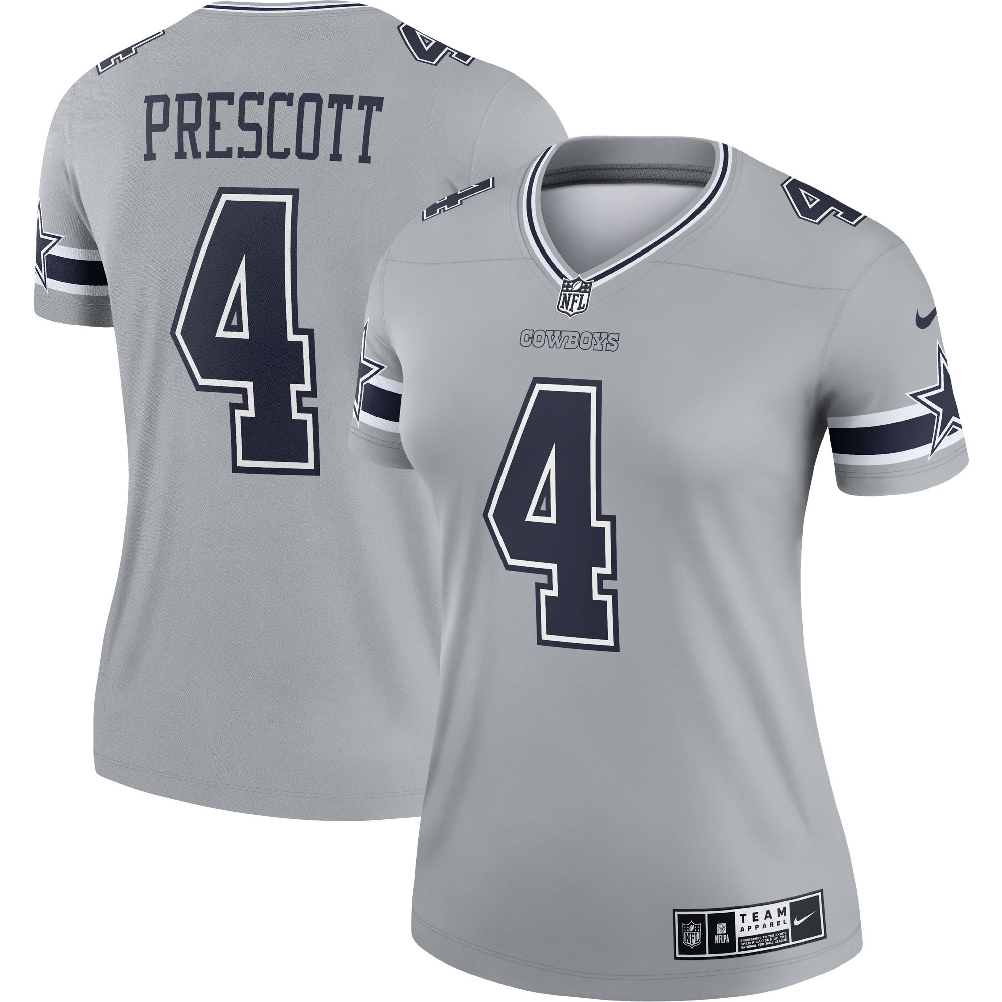Women's Dak Prescott Dallas Cowboys Gray Jersey - All Stitched