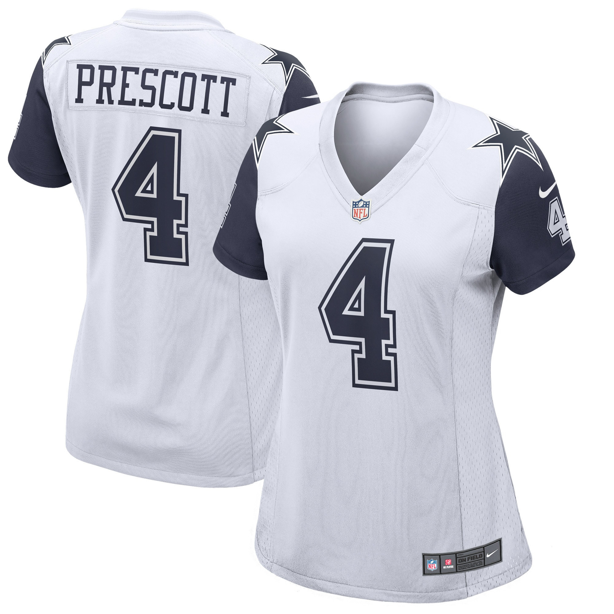 Women's Dak Prescott Dallas Cowboys White/Navy Jersey - All Stitched