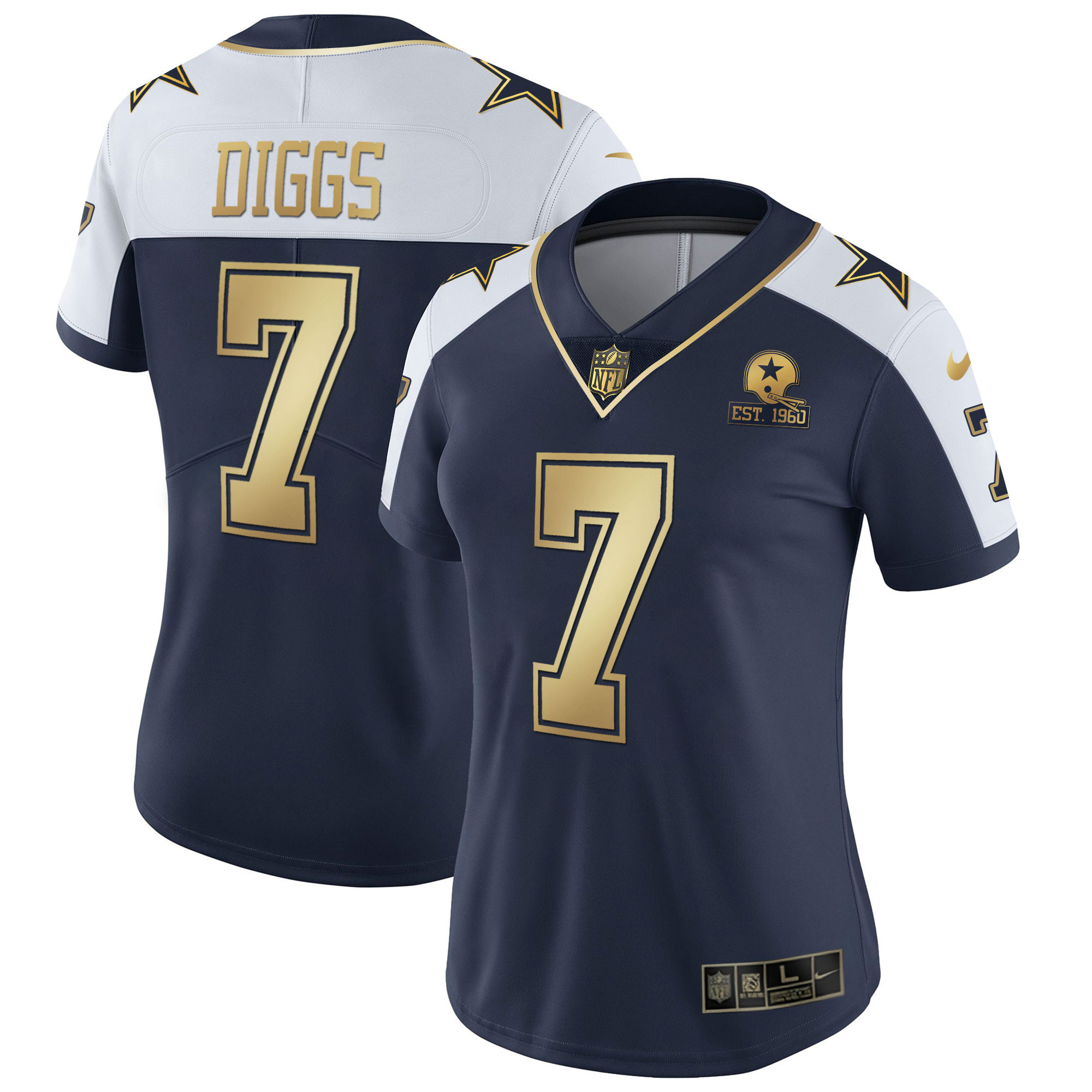 Women's Dallas Cowboys Alternate Vapor Navy Gold Limited - All Stitched Trevon Diggs Jersey - All Stitched