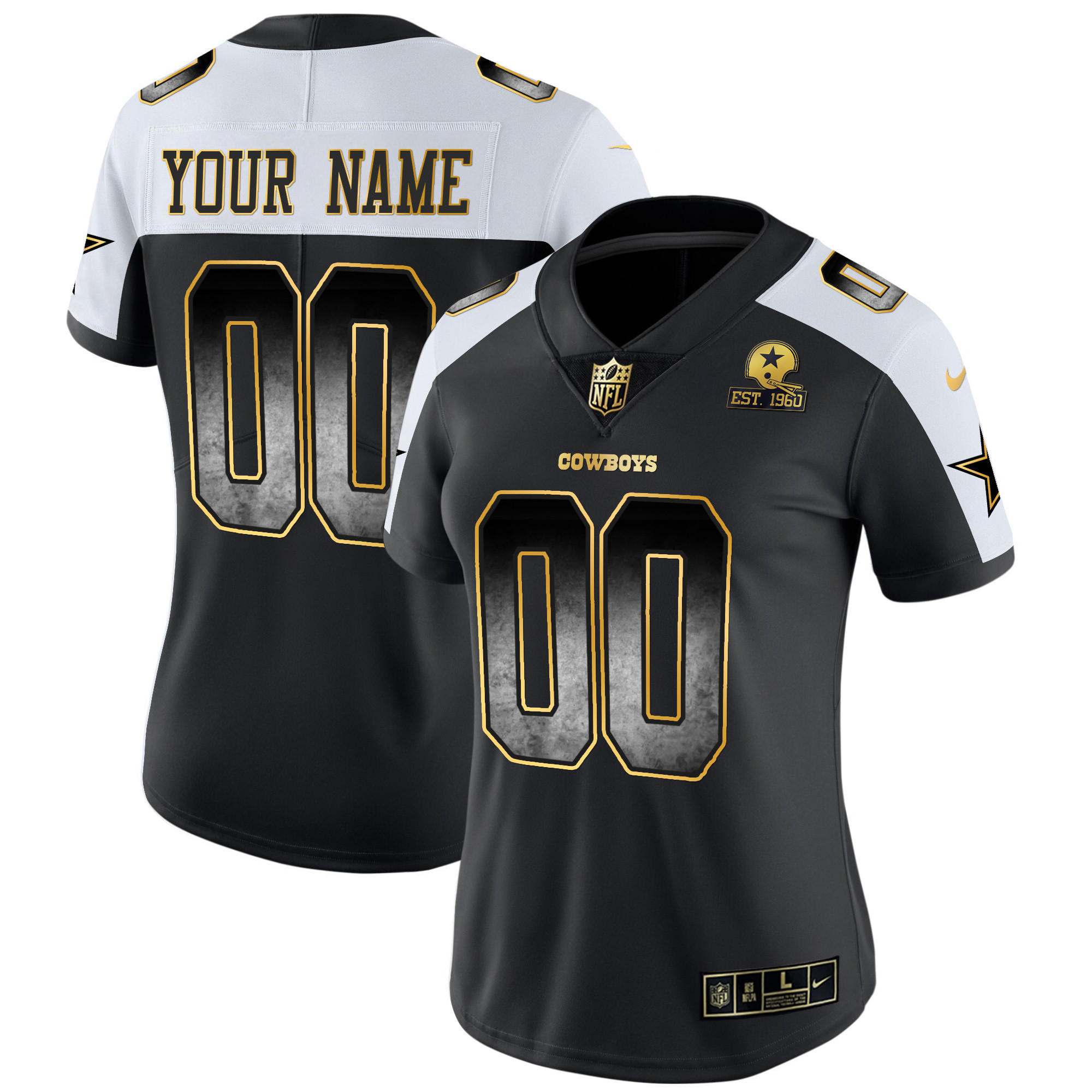 Women's Dallas Cowboys Arch Smoke Vapor Custom Alternate Jersey - All Stitched