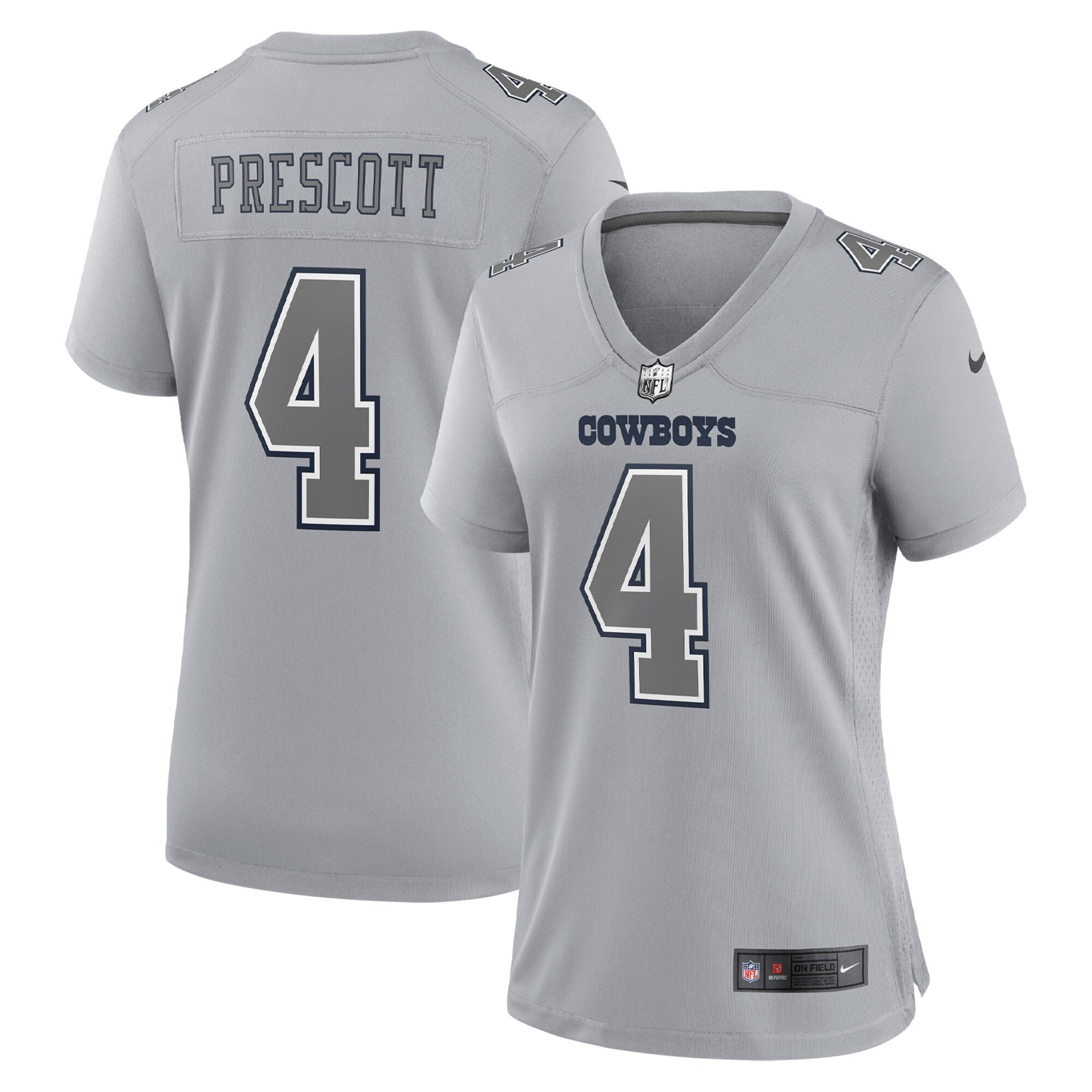 Women's Dallas Cowboys Atmosphere Fashion Game - Gray - All Stitched Dak Prescott Jersey - All Stitched