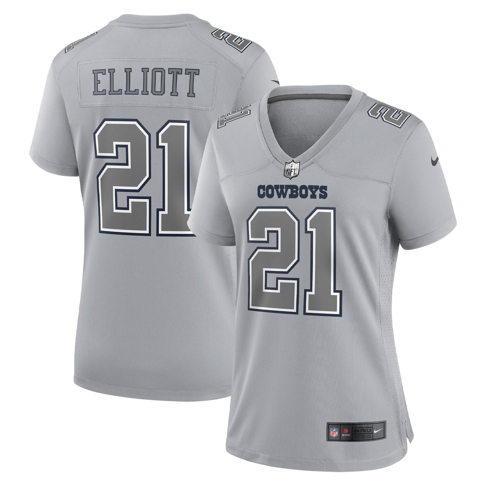 Women's Dallas Cowboys Atmosphere Fashion Game - Gray - All Stitched Ezekiel Elliott Jersey - All Stitched