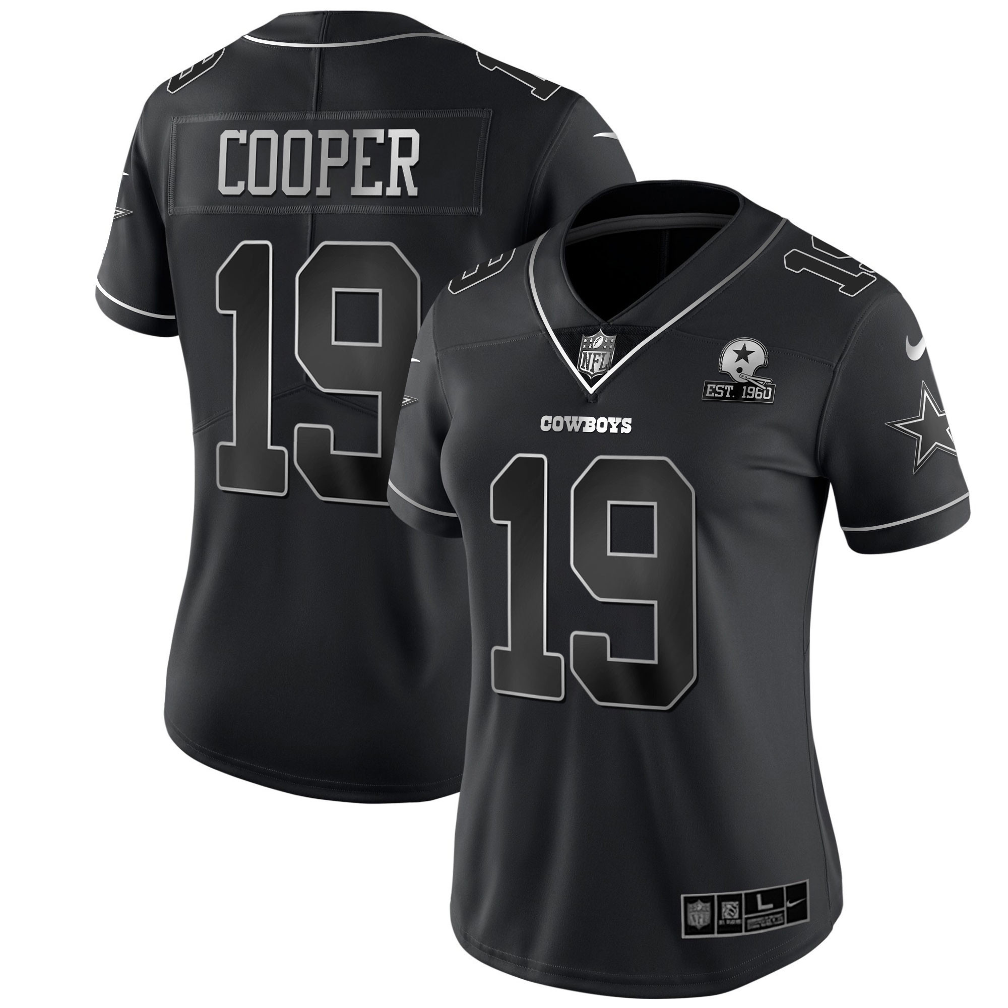 Women's Dallas Cowboys Black Silver Vapor Limited Est 1960 Patch - All Stitched Amari Cooper Jersey - All Stitched