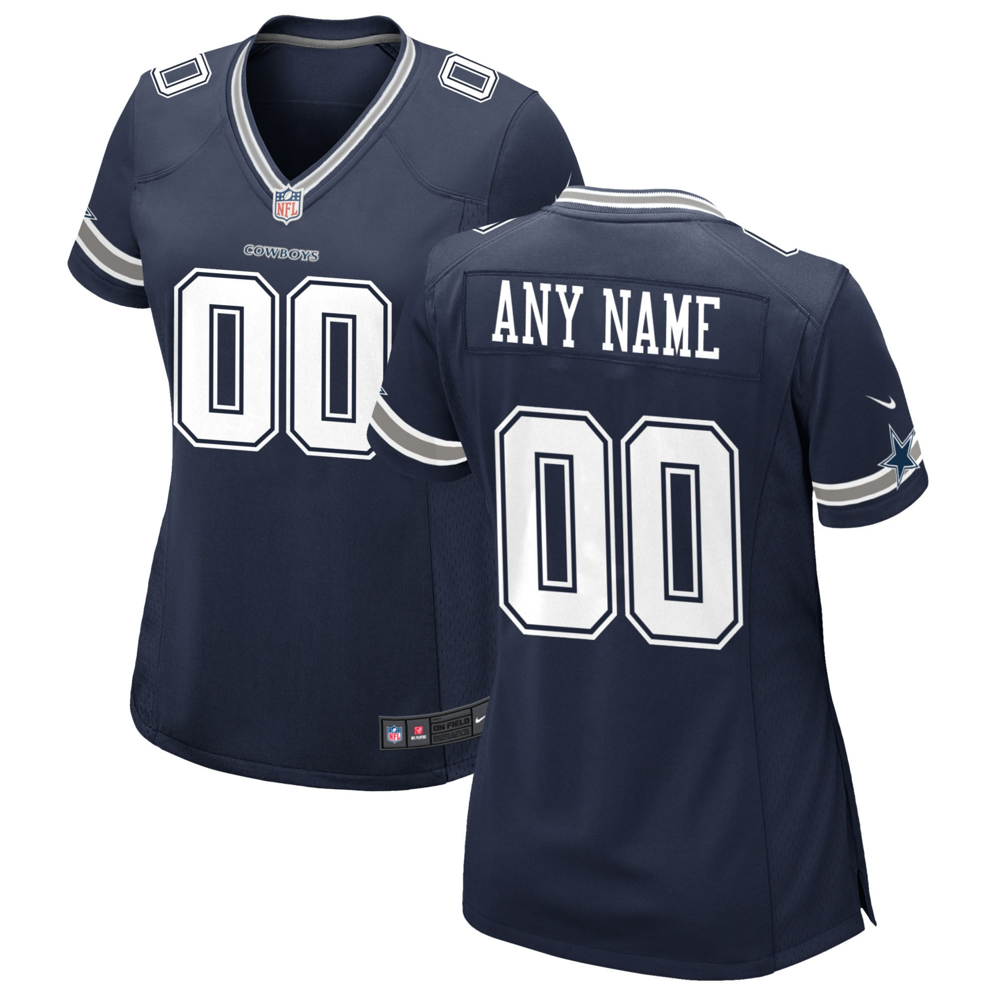 Women's Dallas Cowboys Custom Navy Jersey - All Stitched