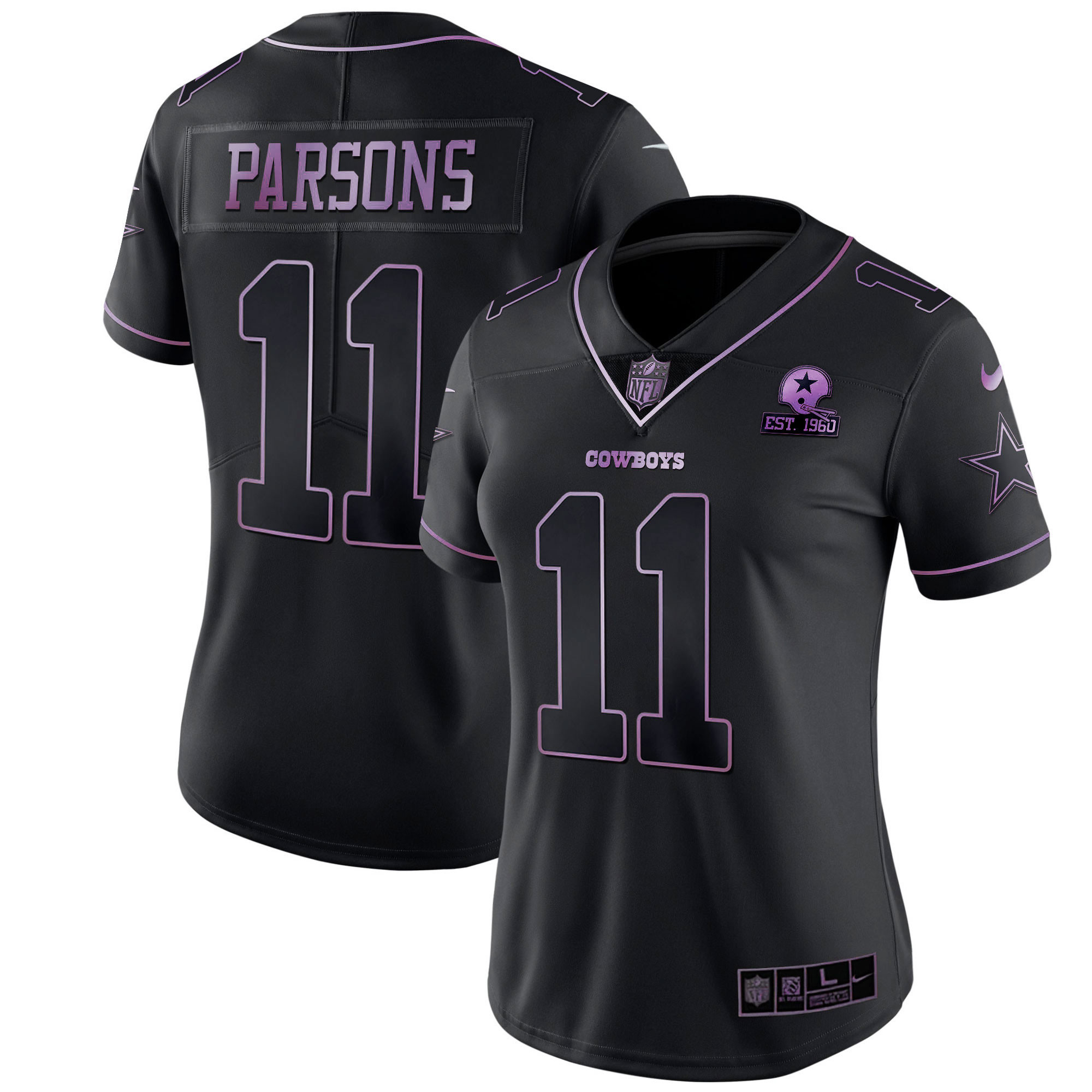 Women's Dallas Cowboys Deep Purple Vapor Limited Est 1960 Patch - All Stitched Micah Parsons Jersey - All Stitched