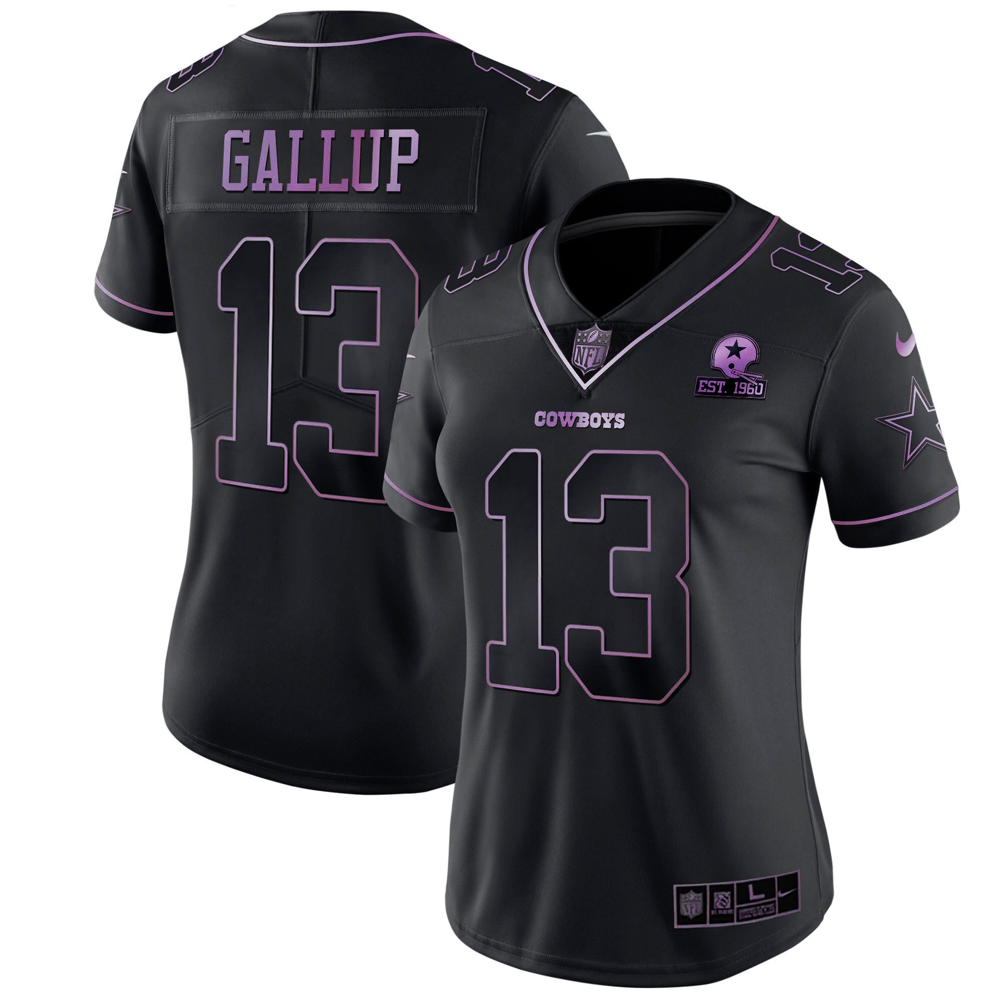 Women's Dallas Cowboys Deep Purple Vapor Limited Est 1960 Patch - All Stitched Michael Gallup Jersey - All Stitched