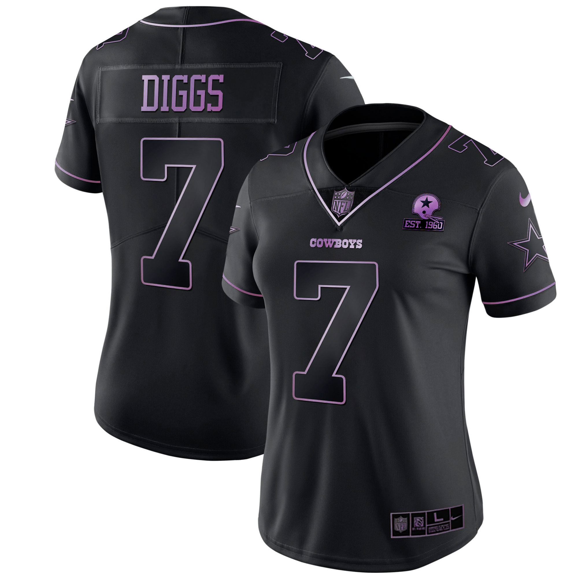 Women's Dallas Cowboys Deep Purple Vapor Limited Est 1960 Patch - All Stitched Trevon Diggs Jersey - All Stitched