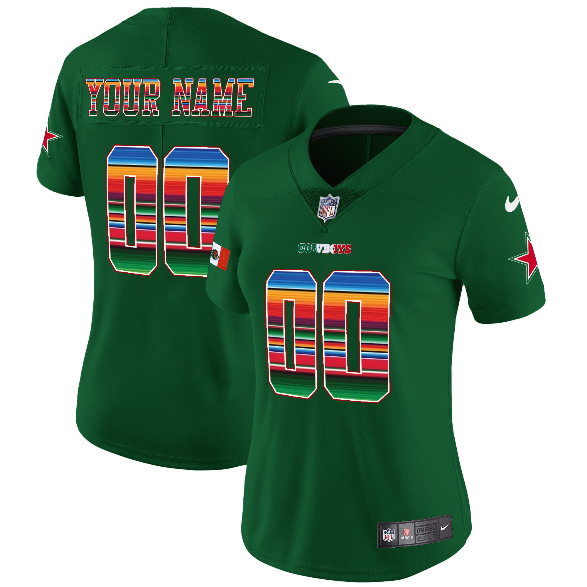 Women's Dallas Cowboys Mexico Vapor Limited Custom Green Jersey - All Stitched