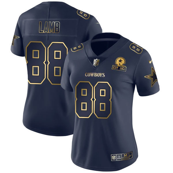 Women's Dallas Cowboys Navy Gold Collection - All Stitched CeeDee Lamb Jersey - All Stitched