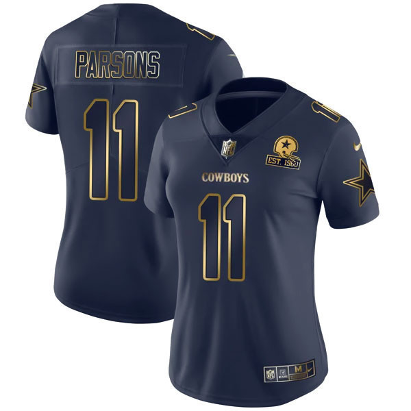 Women's Dallas Cowboys Navy Gold Collection - All Stitched Micah Parsons Jersey - All Stitched