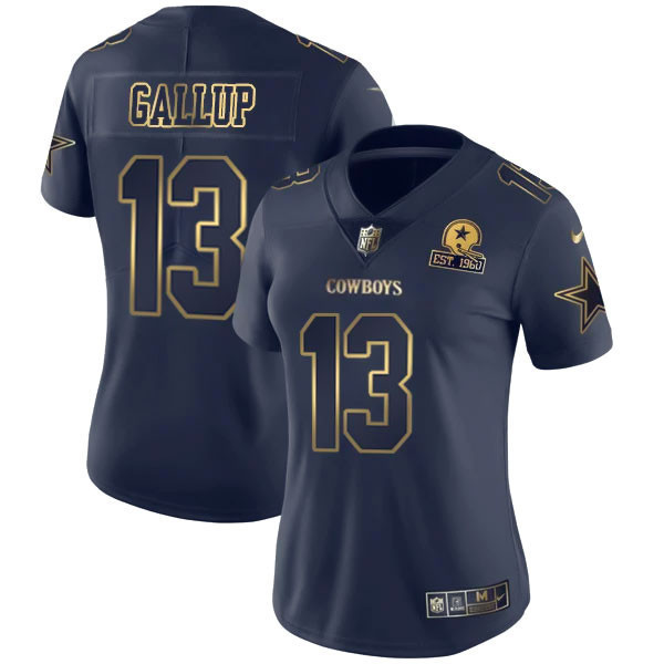 Women's Dallas Cowboys Navy Gold Collection - All Stitched Michael Gallup Jersey - All Stitched