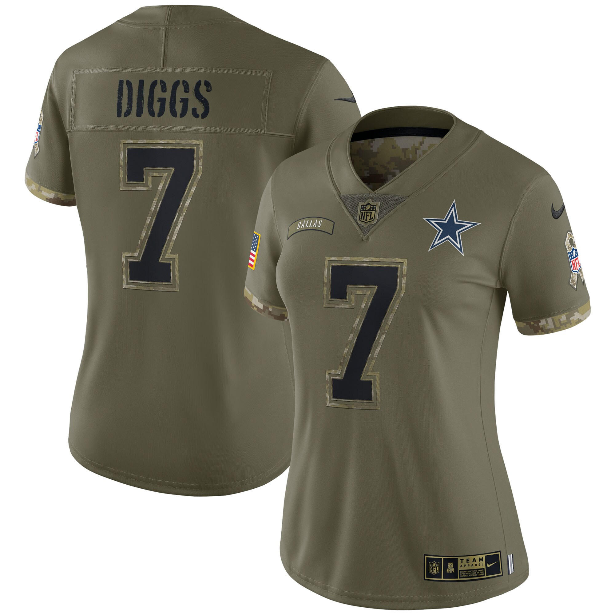 Women's Dallas Cowboys Salute To Service 2022 Limited - Olive - All Stitched Trevon Diggs Jersey - All Stitched