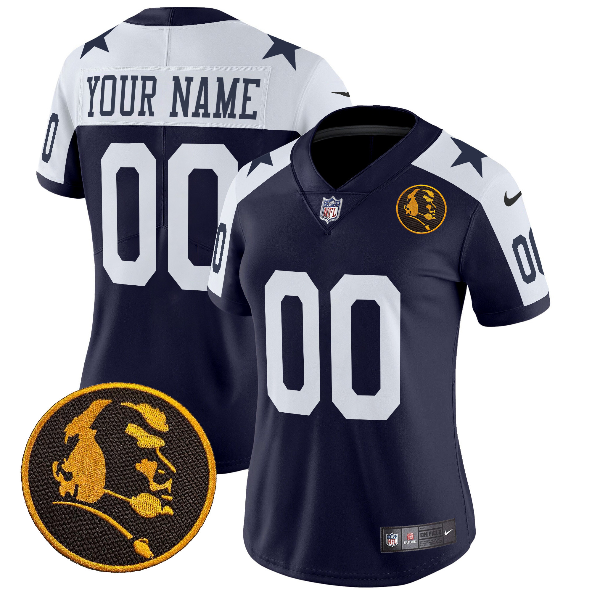 Women's Dallas Cowboys Texas & John Madden Patch Vapor Limited Custom Navy Alternate Jersey - All Stitched