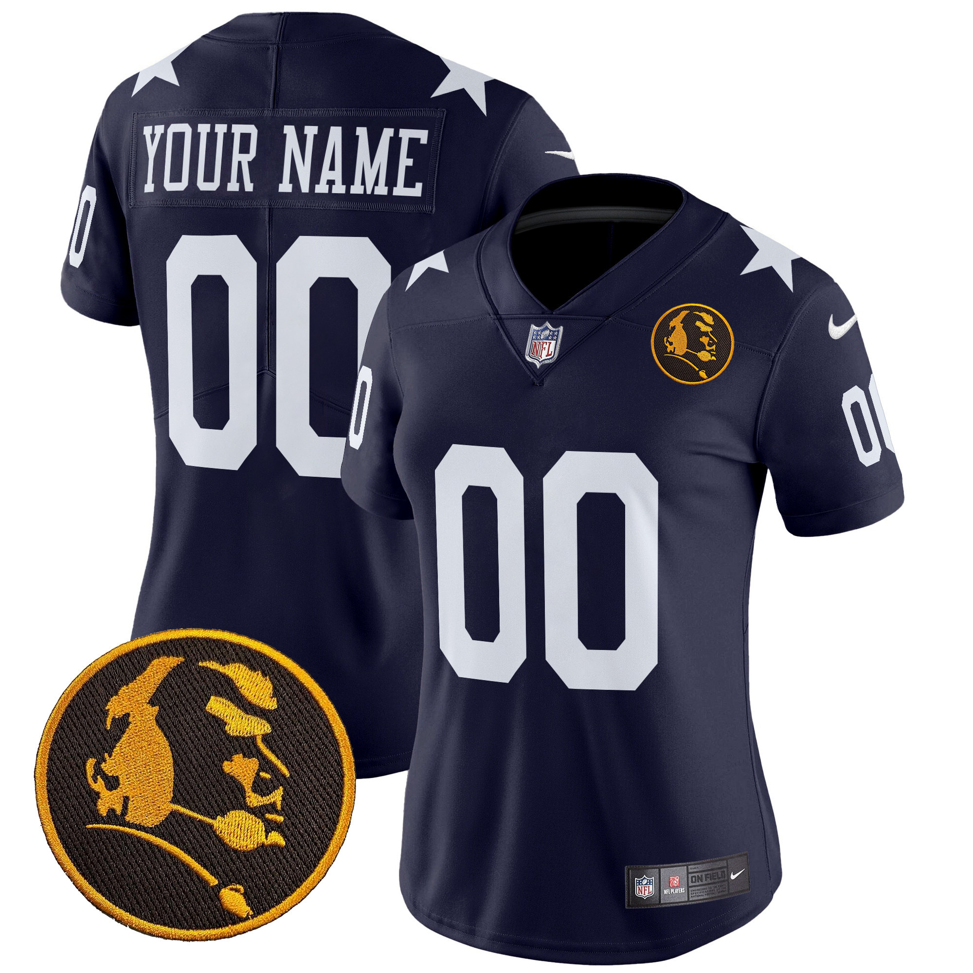 Women's Dallas Cowboys Texas & John Madden Patch Vapor Limited Custom Navy Jersey - All Stitched