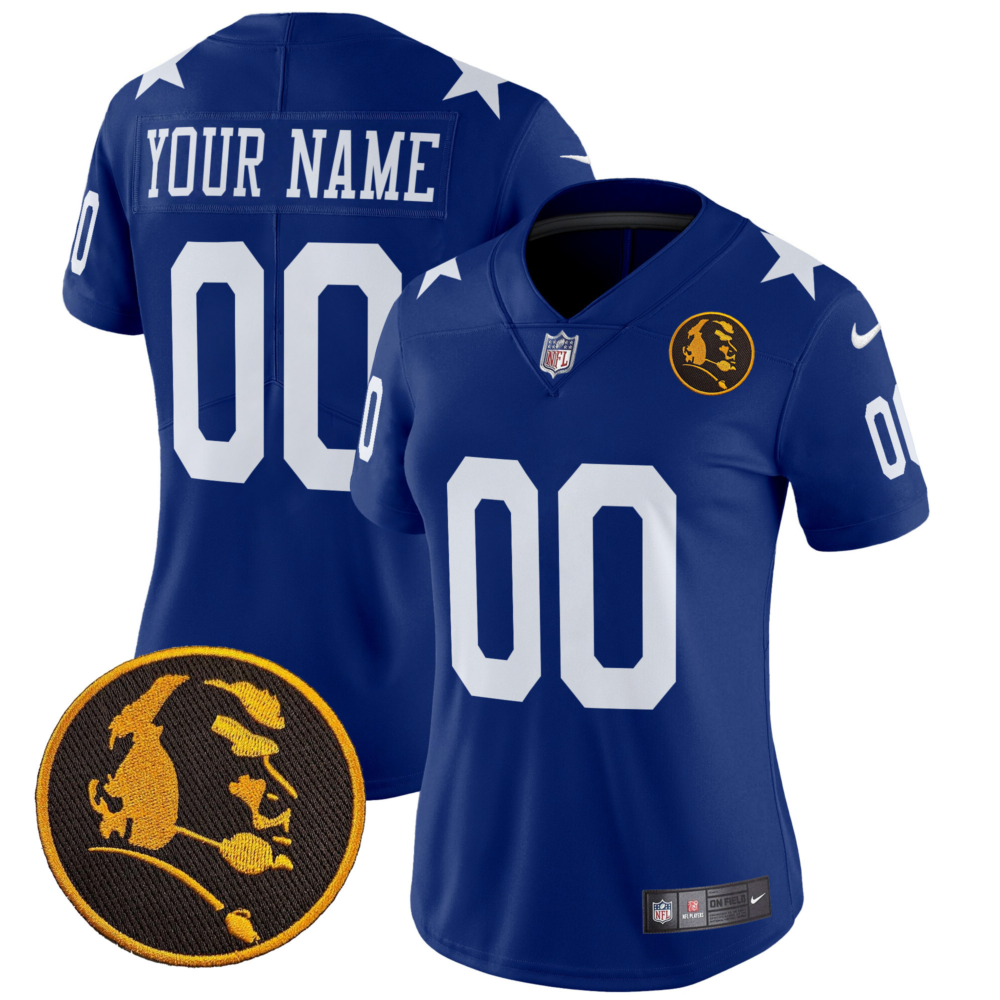 Women's Dallas Cowboys Texas & John Madden Patch Vapor Limited Custom Royal Jersey - All Stitched