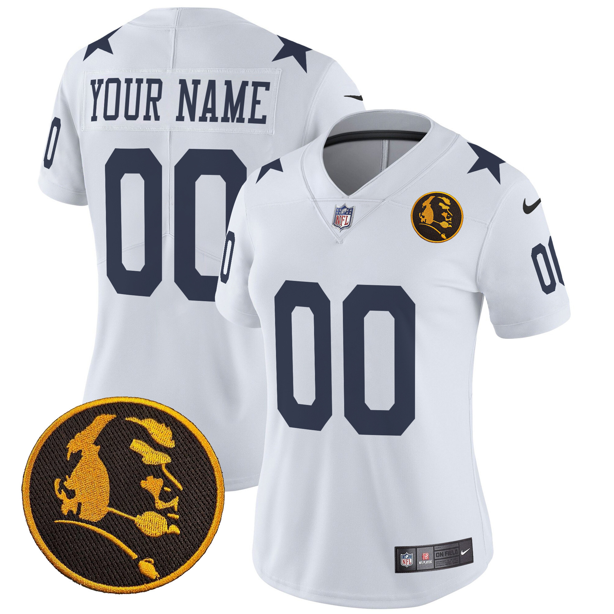 Women's Dallas Cowboys Texas & John Madden Patch Vapor Limited Custom White Jersey - All Stitched