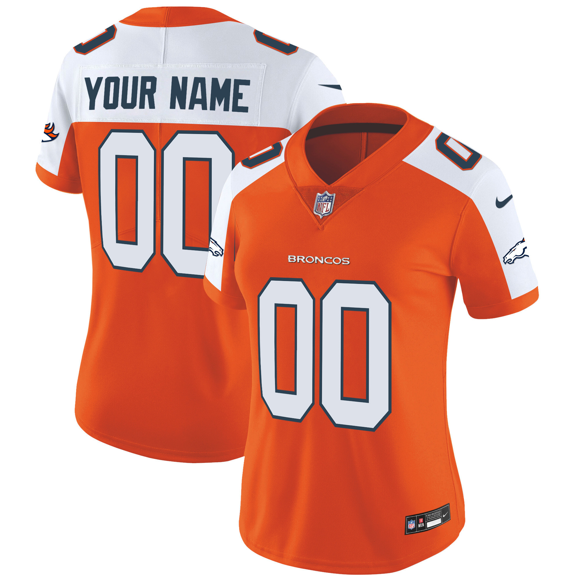 Women's Denver Broncos Vapor Limited Custom Orange Alternate Jersey - All Stitched