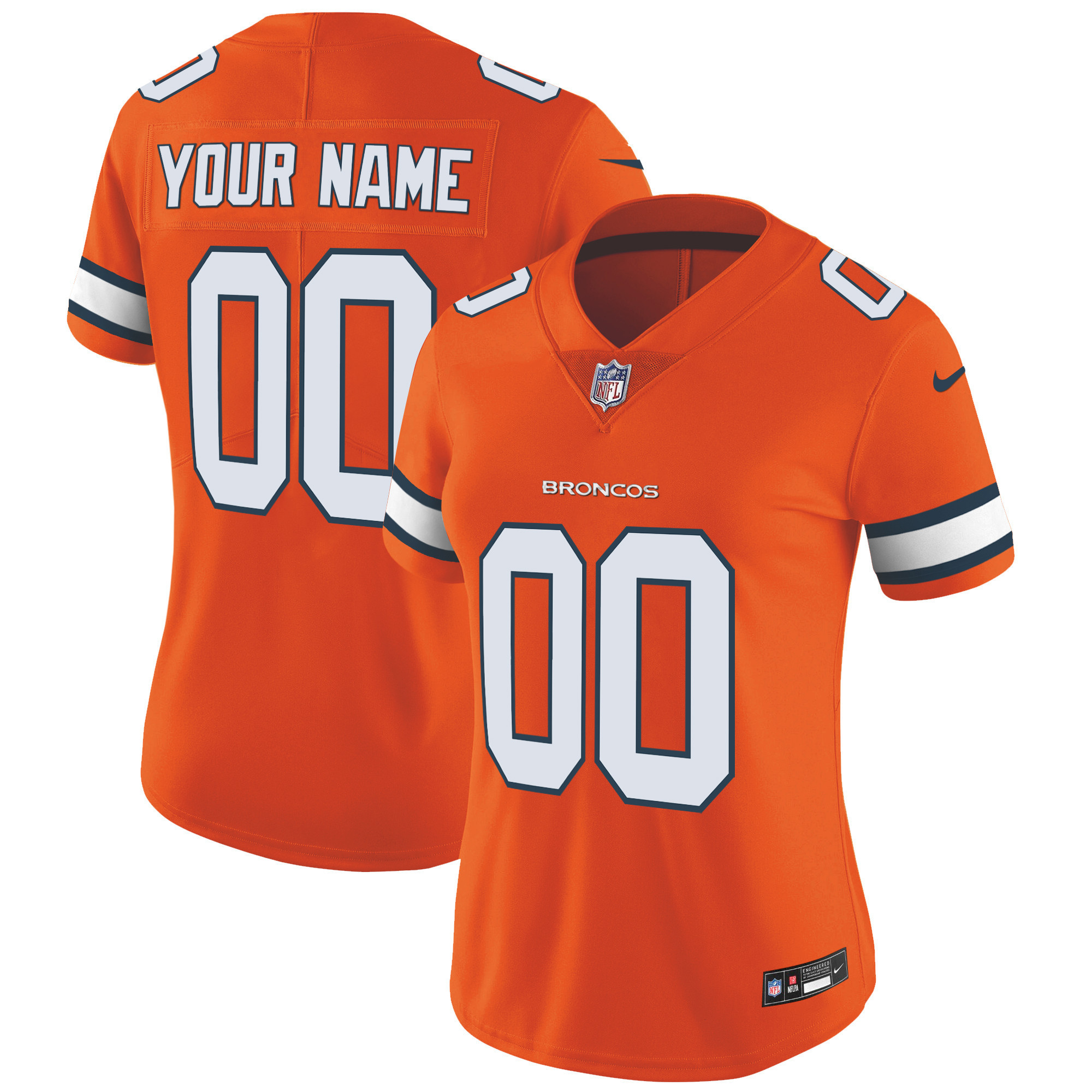 Women's Denver Broncos Vapor Limited Custom Orange Jersey - All Stitched