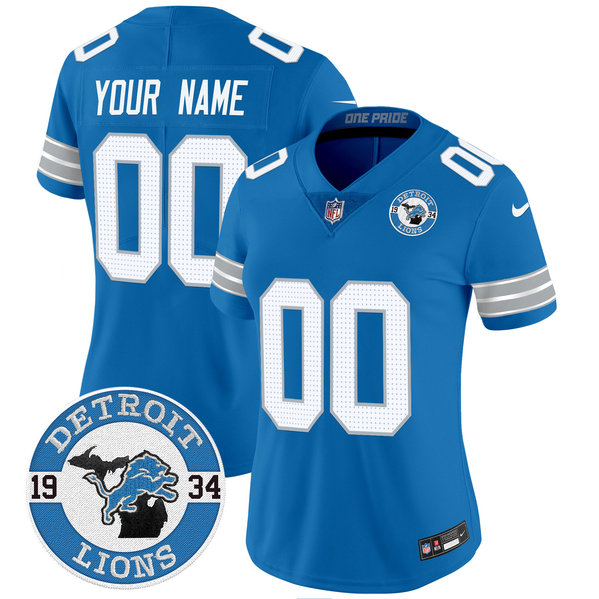 Women's Detroit Lions 2024 Vapor Limited Custom Blue Jersey - All Stitched