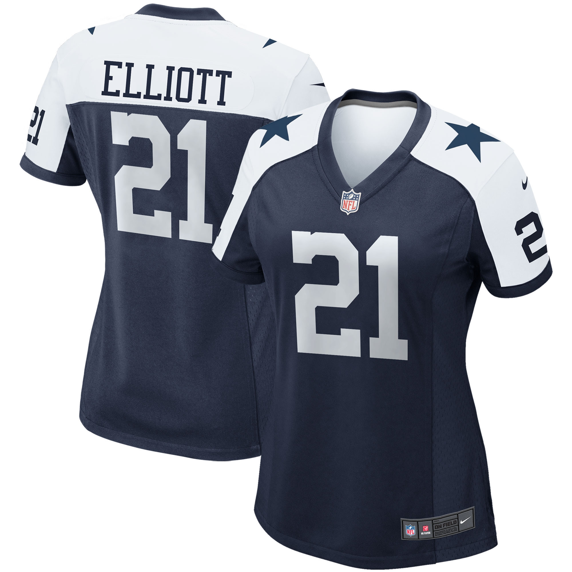 Women's Ezekiel Elliott Dallas Cowboys Navy/White Jersey - All Stitched
