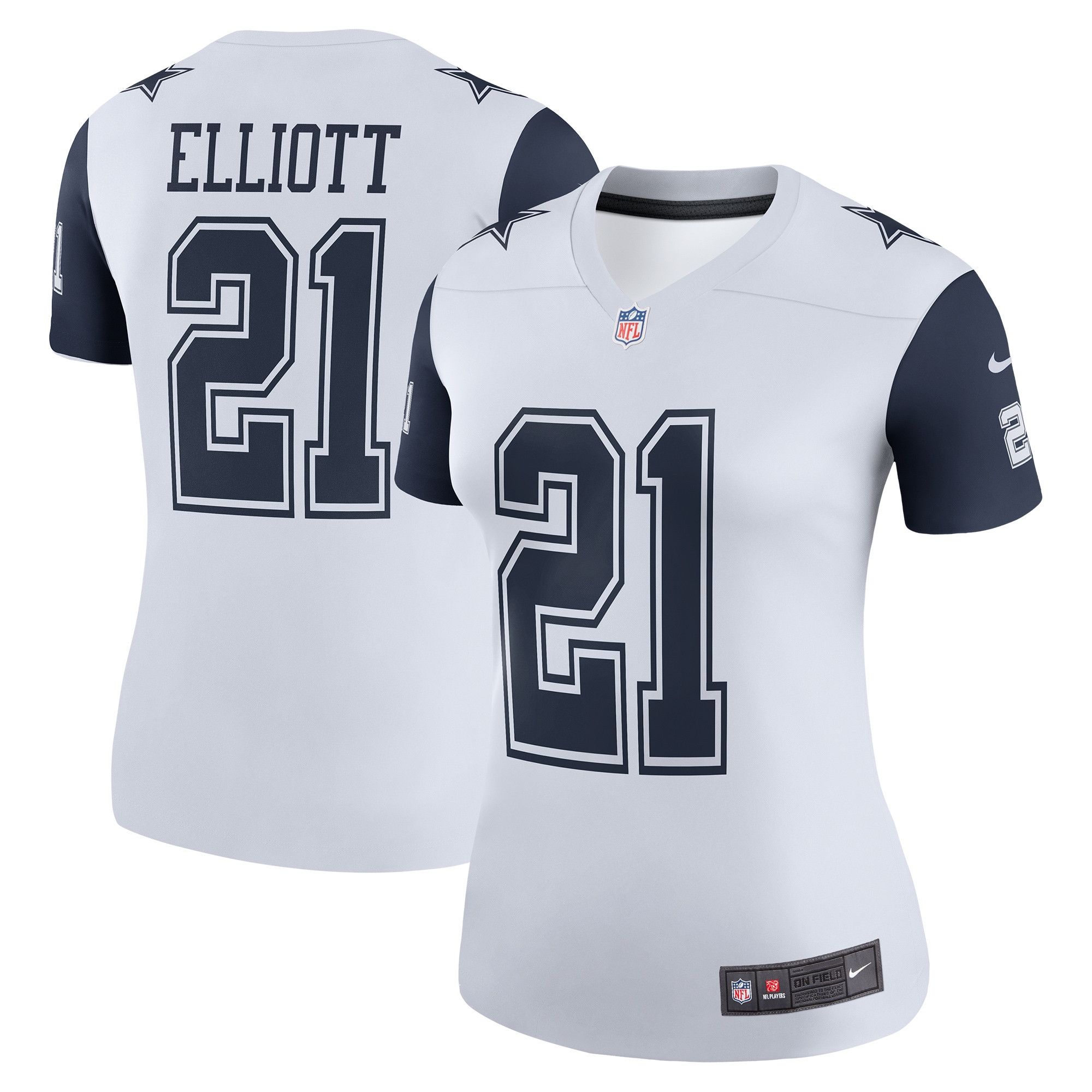 Women's Ezekiel Elliott Dallas Cowboys White/Navy Jersey - All Stitched