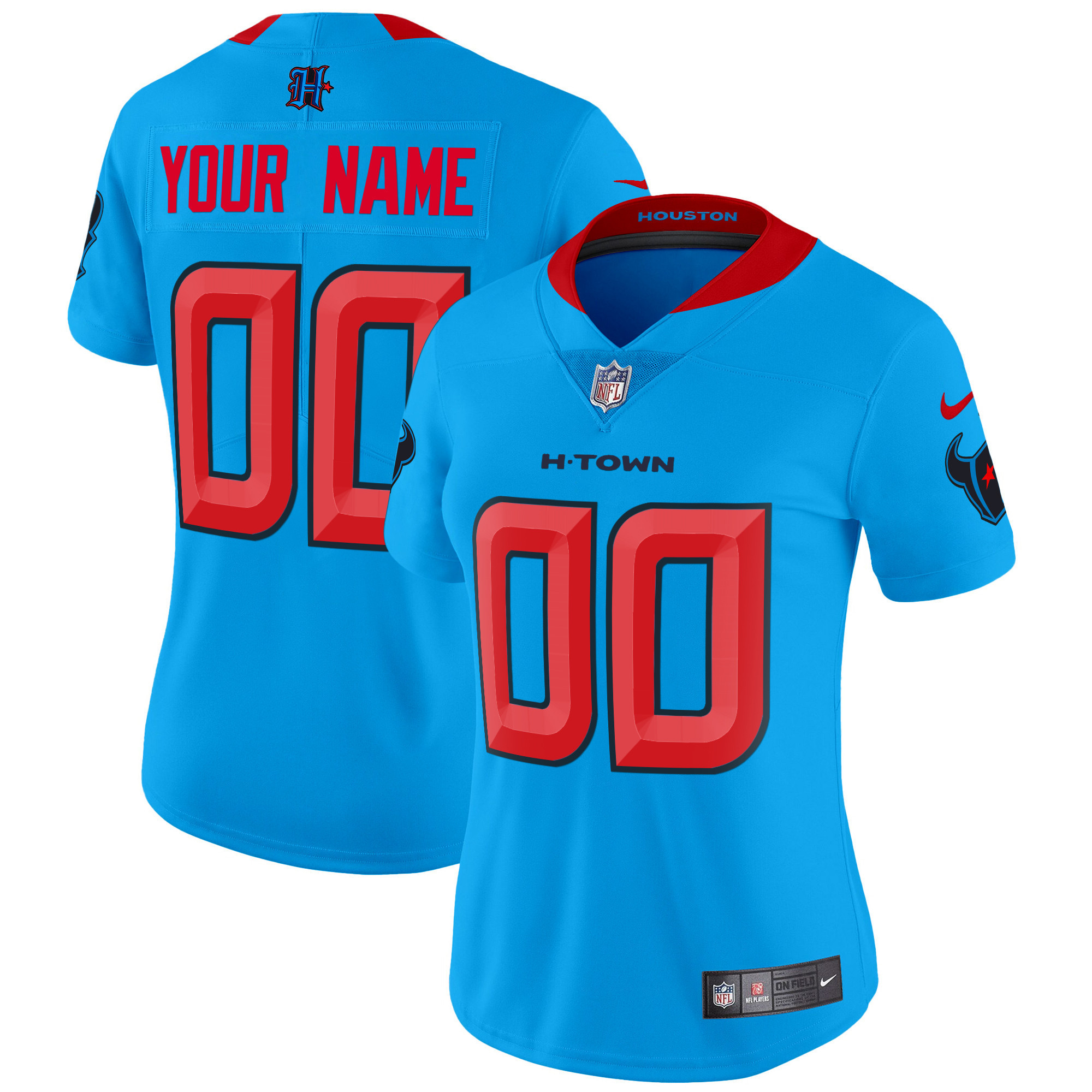 Women's Houston Texans 2024 Vapor Limited Custom Blue Jersey - All Stitched