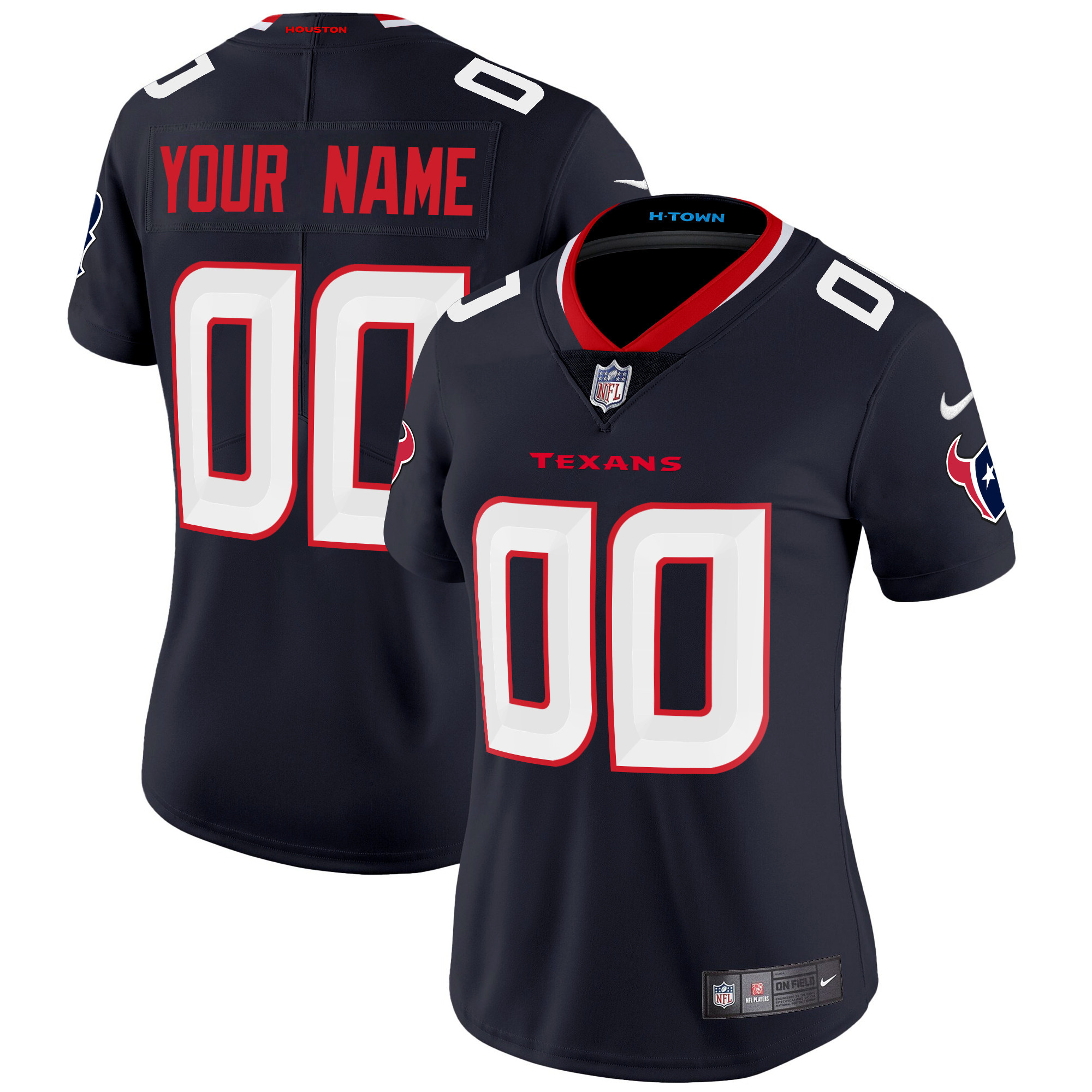Women's Houston Texans 2024 Vapor Limited Custom Navy Jersey - All Stitched