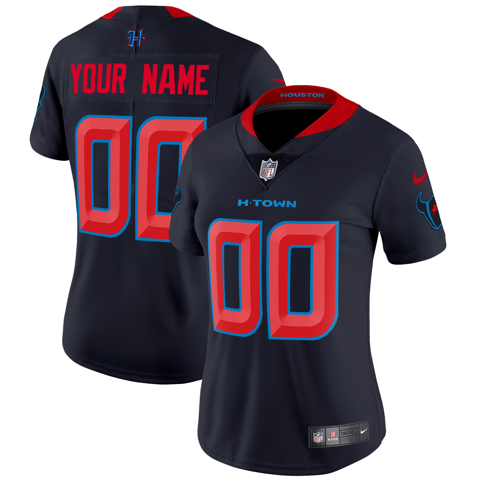 Women's Houston Texans 2024 Vapor Limited Custom Navy Limited Jersey - All Stitched