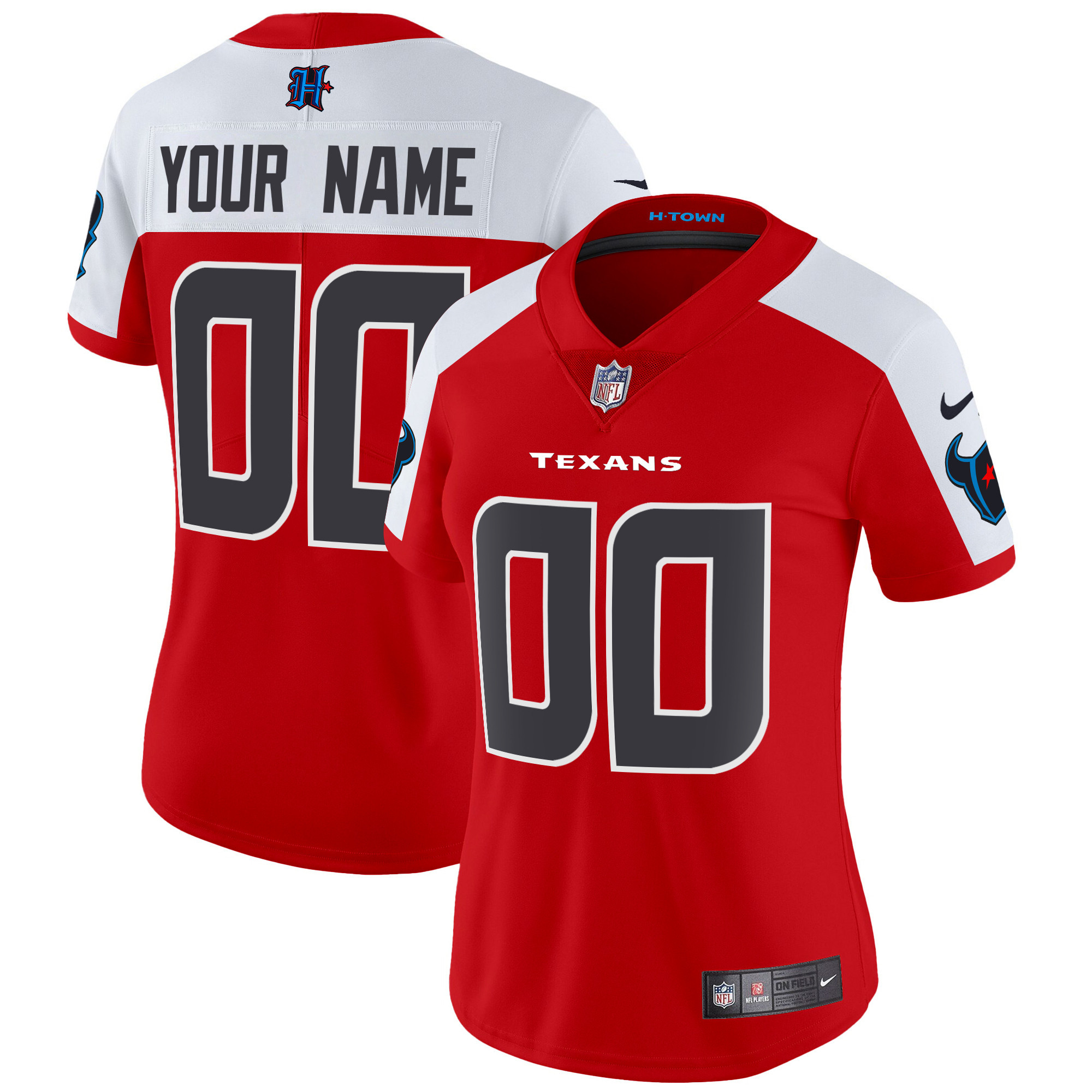 Women's Houston Texans 2024 Vapor Limited Custom Red Alternate Jersey - All Stitched