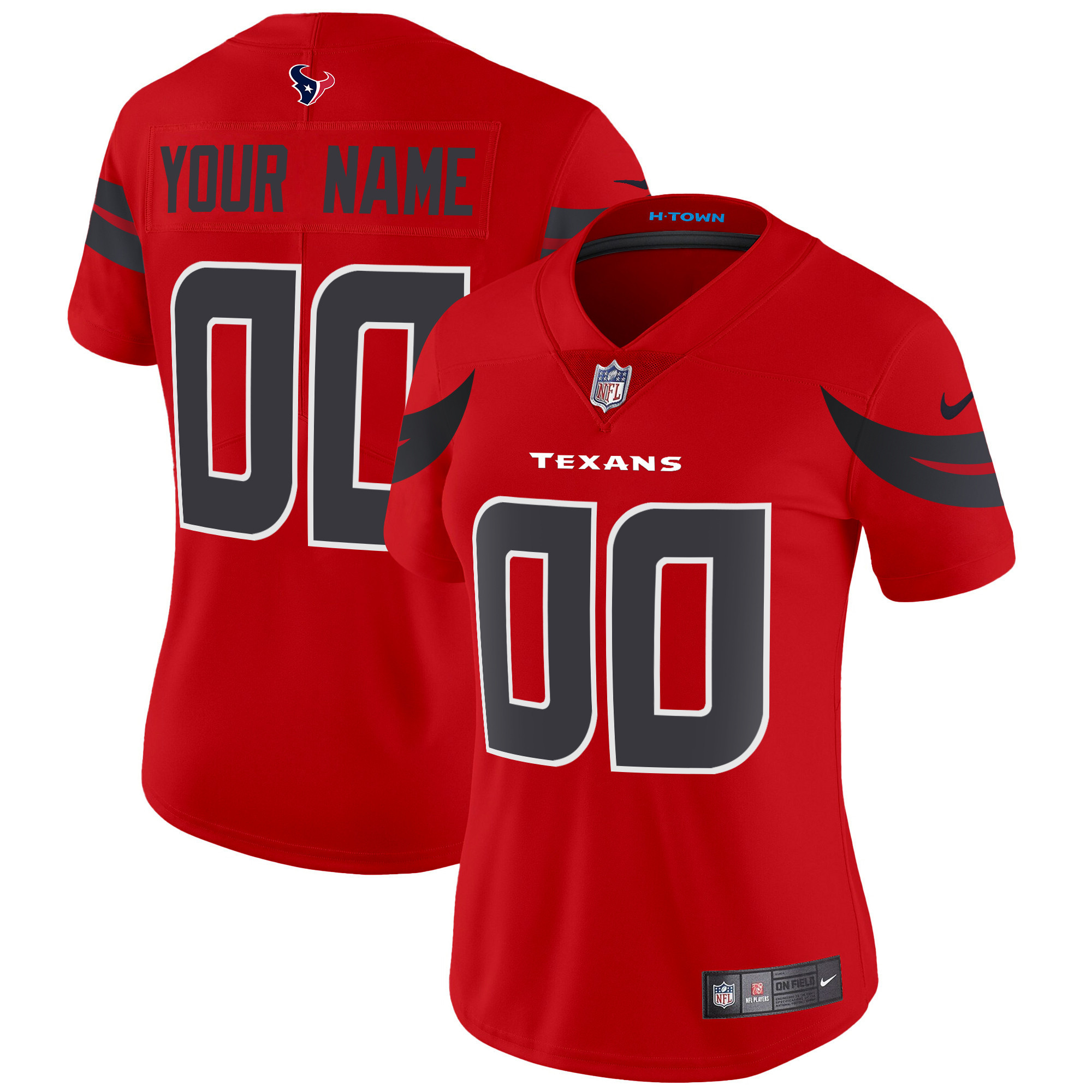 Women's Houston Texans 2024 Vapor Limited Custom Red Jersey - All Stitched