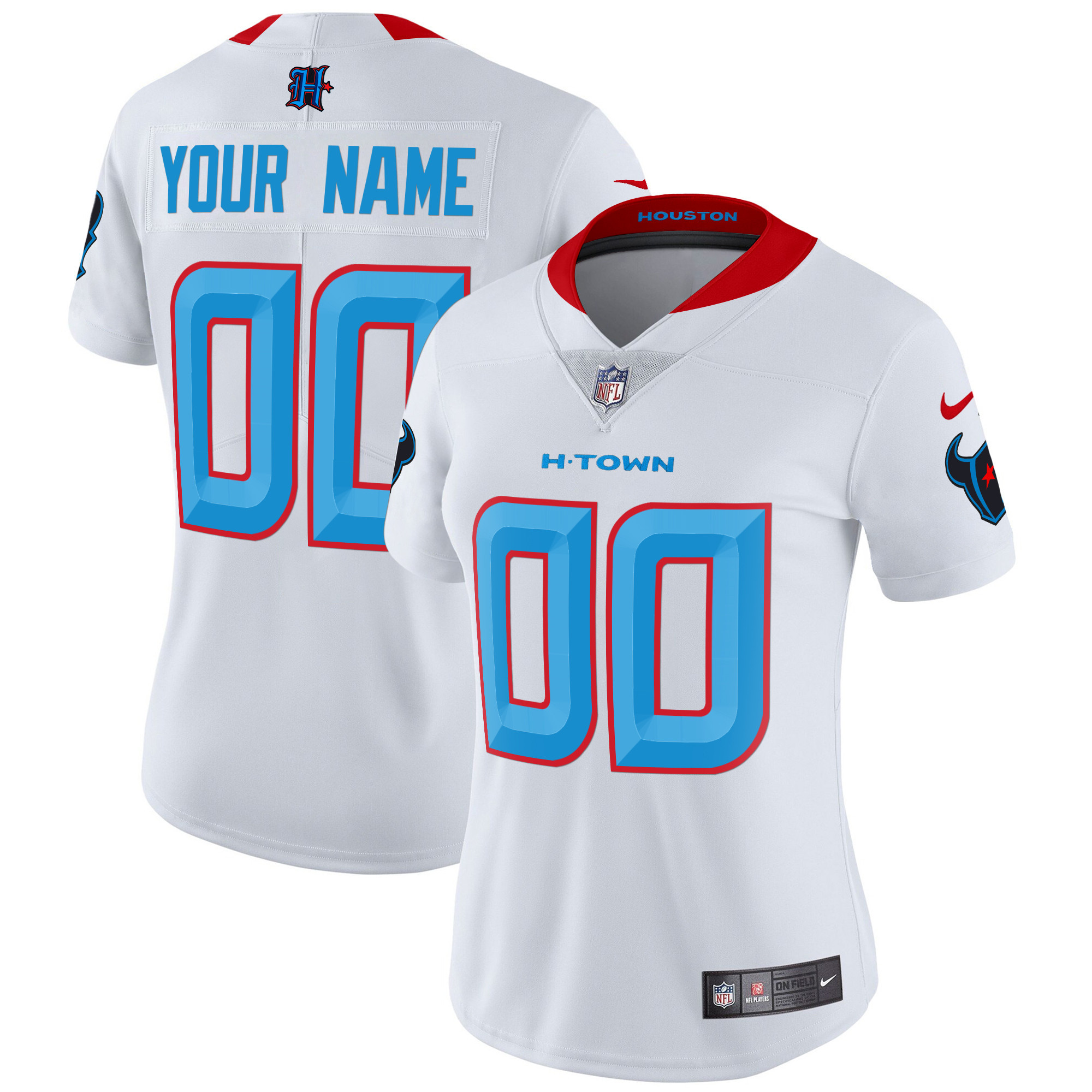 Women's Houston Texans 2024 Vapor Limited Custom White Jersey - All Stitched