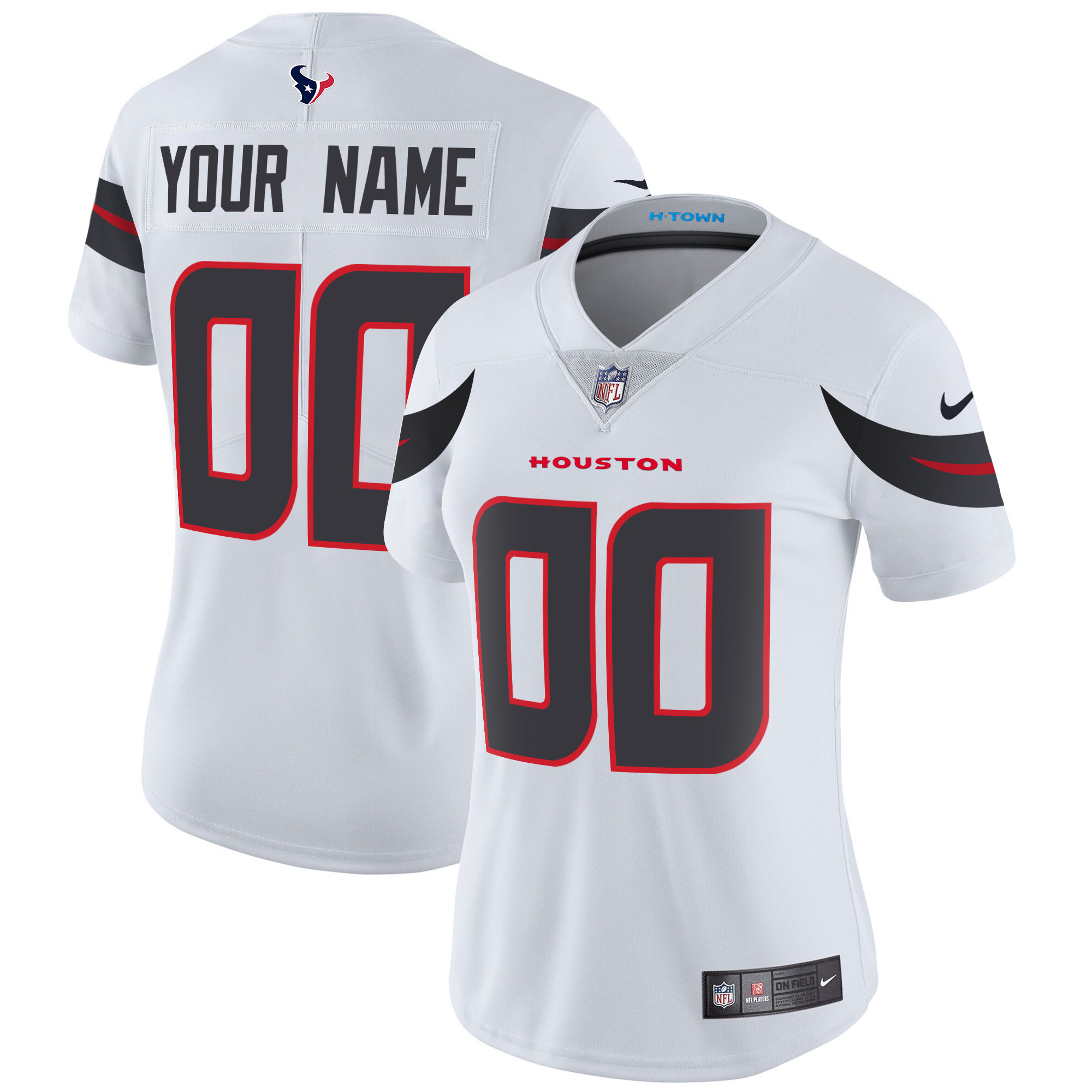 Women's Houston Texans 2024 Vapor Limited Custom White Jersey - All Stitched