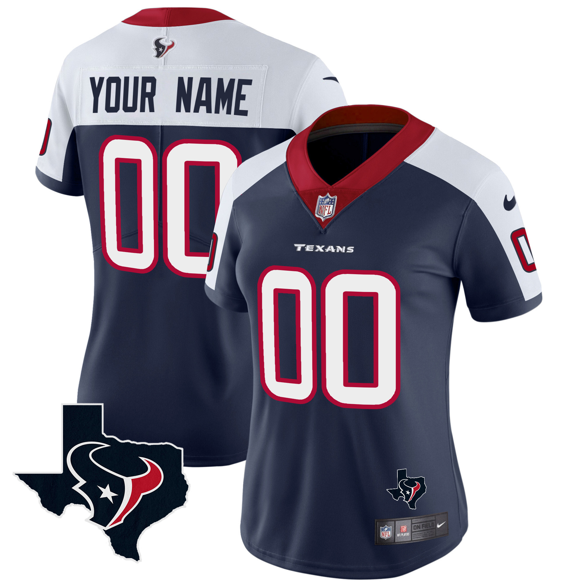 Women's Houston Texans Vapor Limited Custom Alternate Jersey - All Stitched