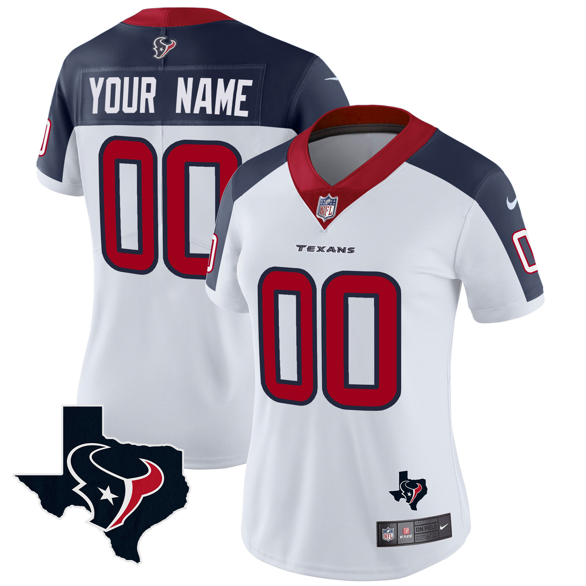 Women's Houston Texans Vapor Limited Custom Inverted Jersey - All Stitched