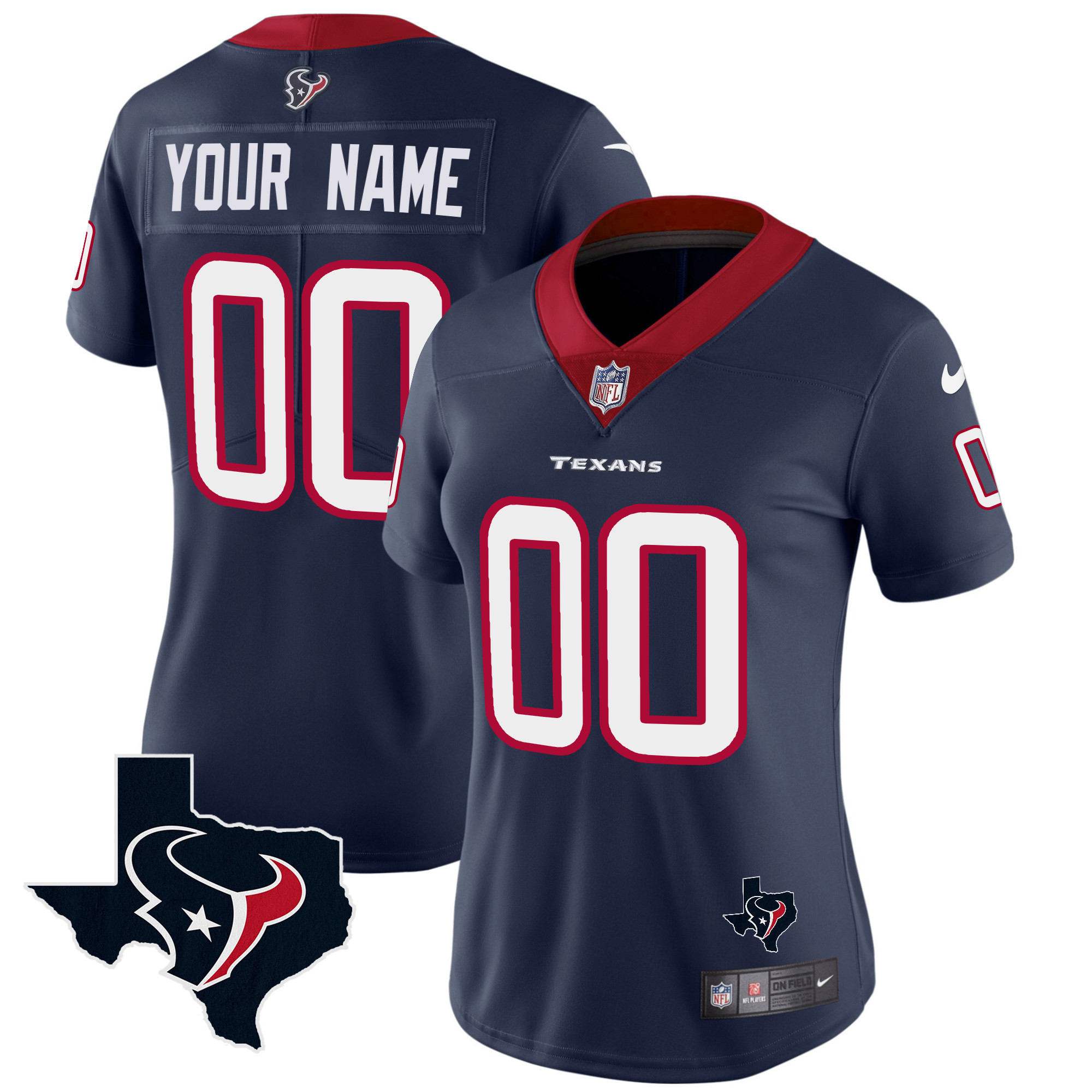 Women's Houston Texans Vapor Limited Custom Navy Jersey - All Stitched
