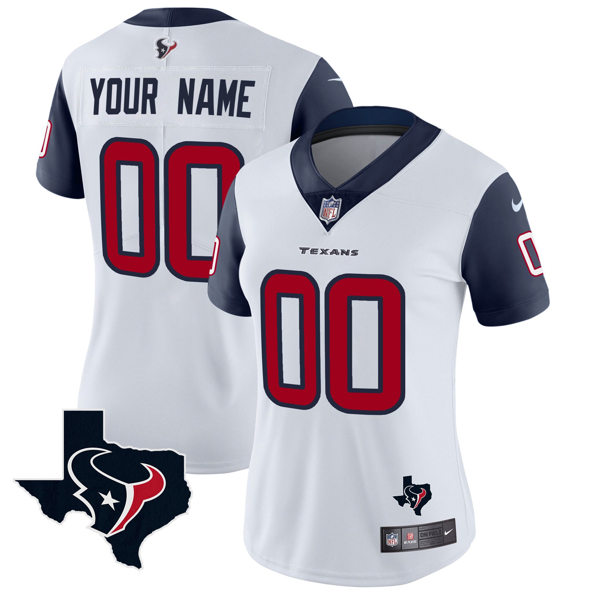 Women's Houston Texans Vapor Limited Custom Navy Sleeves Jersey - All Stitched