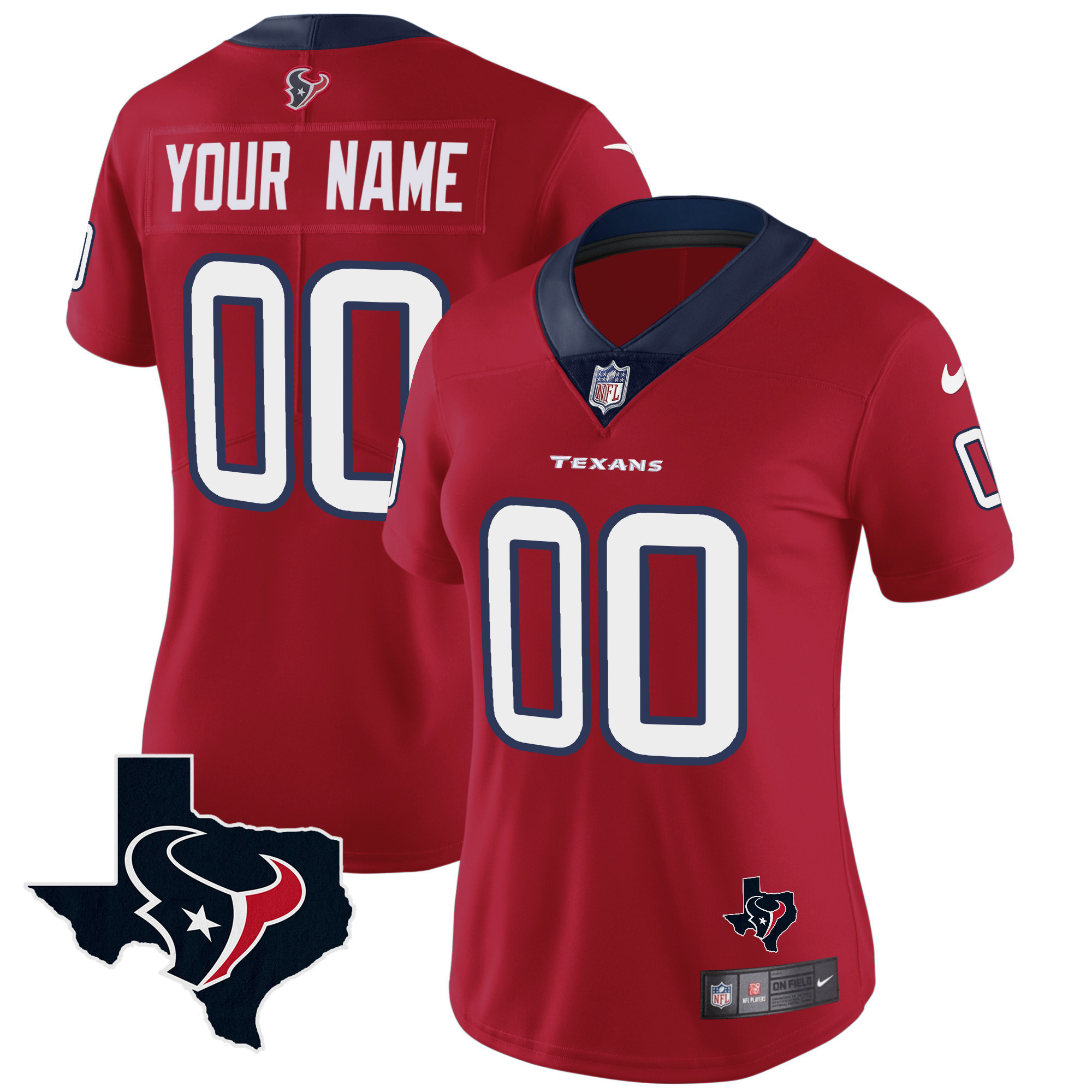 Women's Houston Texans Vapor Limited Custom Red Jersey - All Stitched
