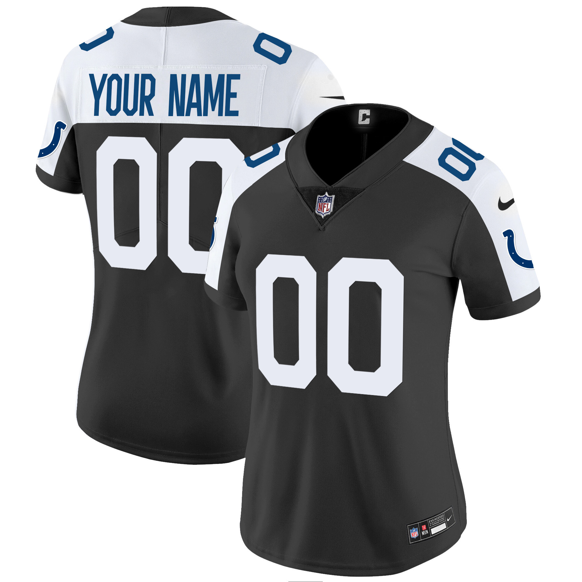 Women's Indianapolis Colts Vapor Limited Custom Black Alternate Jersey - All Stitched