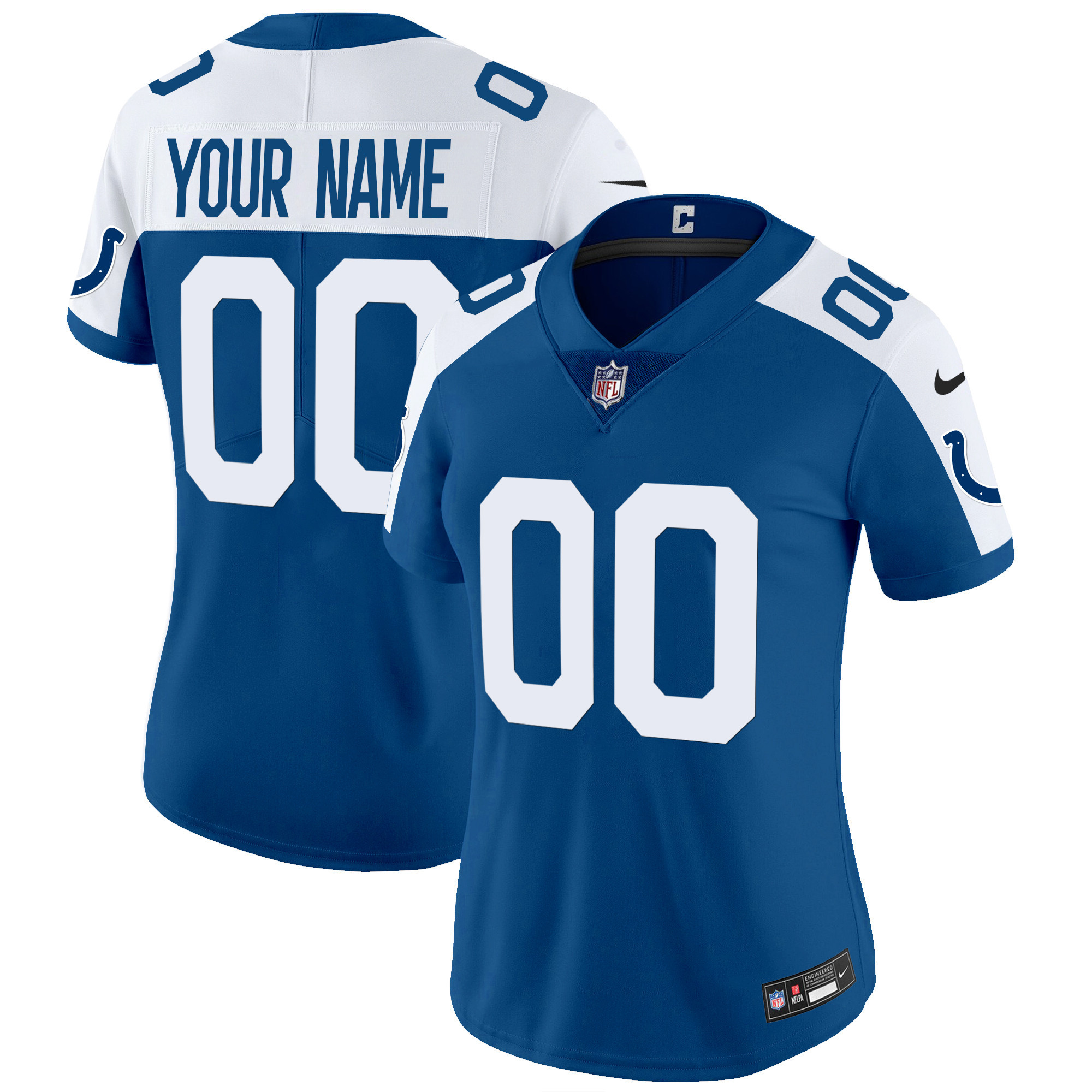 Women's Indianapolis Colts Vapor Limited Custom Blue Alternate Jersey - All Stitched
