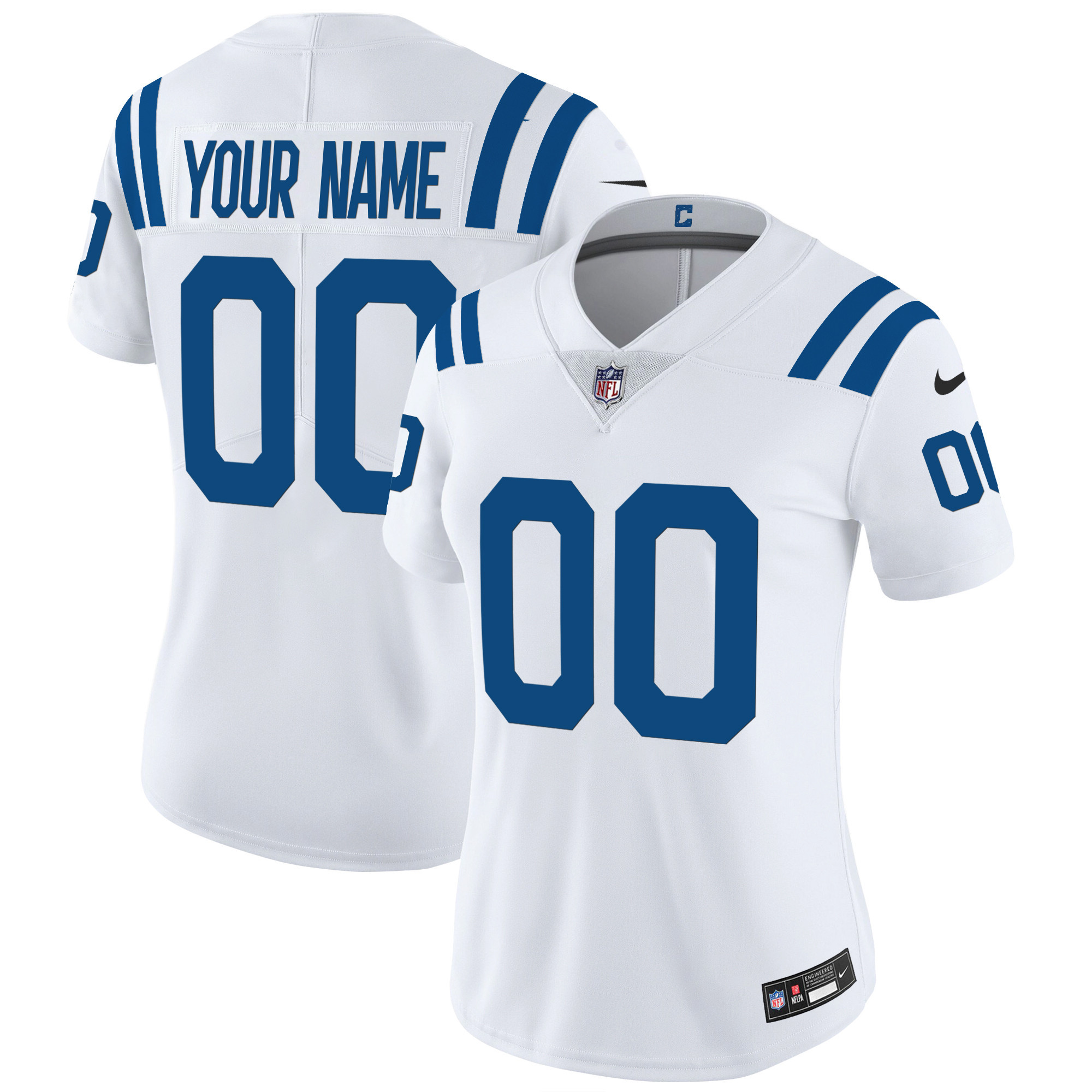 Women's Indianapolis Colts Vapor Limited Custom White Jersey - All Stitched