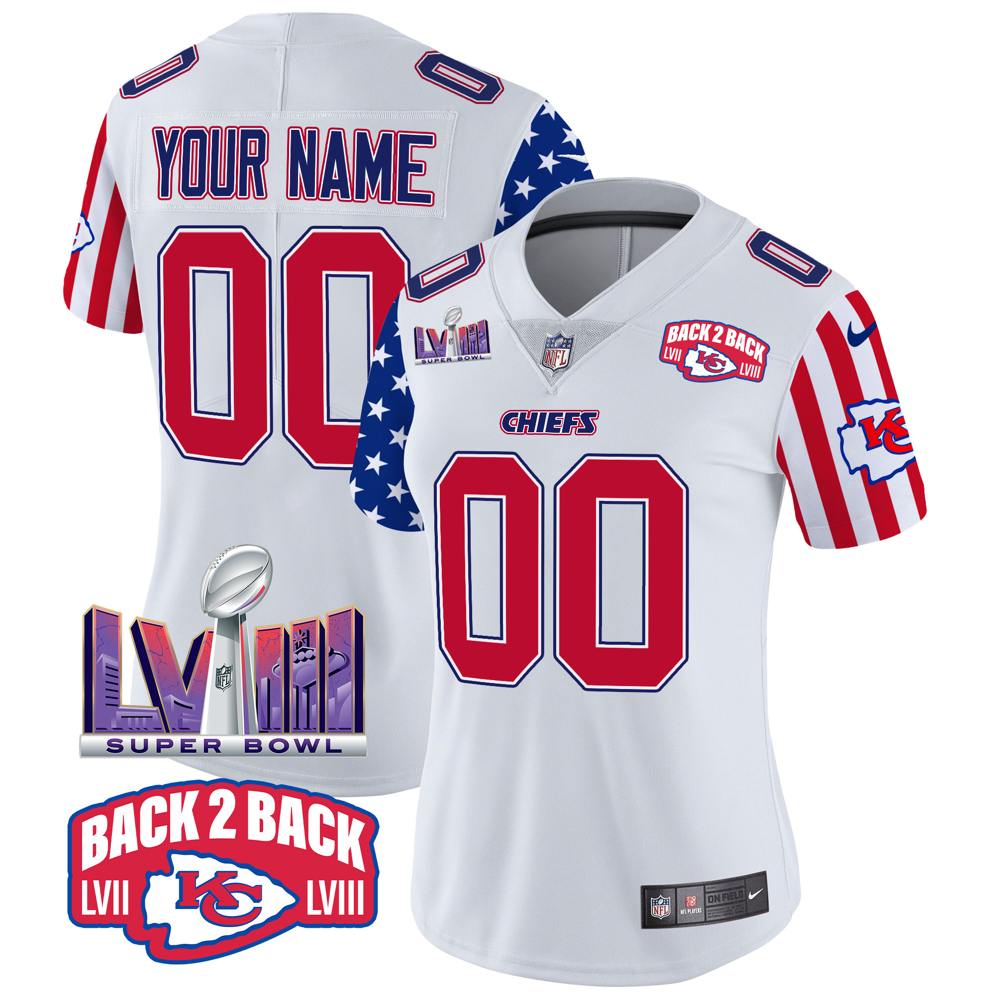 Women's Kansas City Chiefs American Style Vapor Limited Custom White Jersey - All Stitched