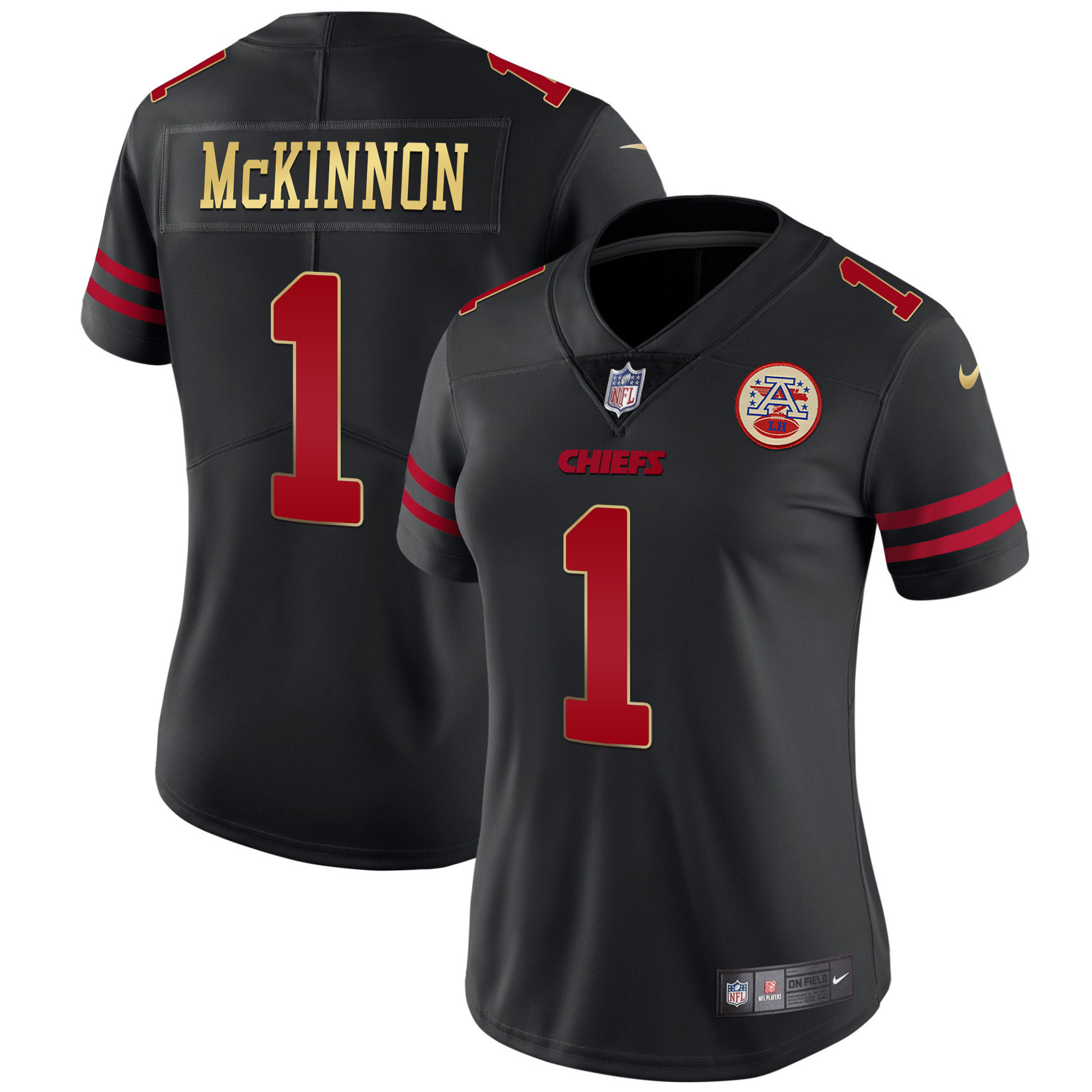 Women's Kansas City Chiefs Black Red Vapor Jerick McKinnon Jersey - All Stitched