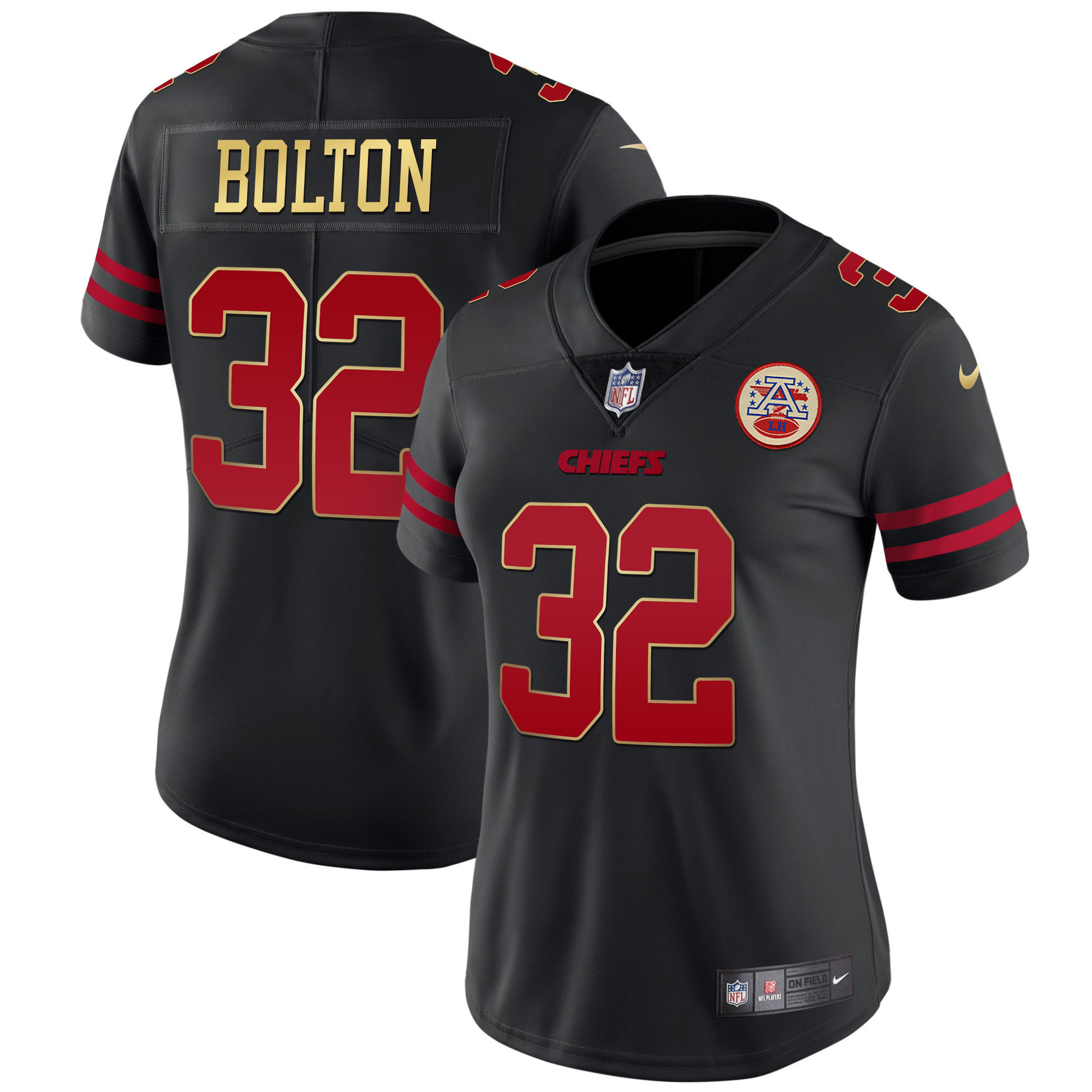 Women's Kansas City Chiefs Black Red Vapor Nick Bolton Jersey - All Stitched