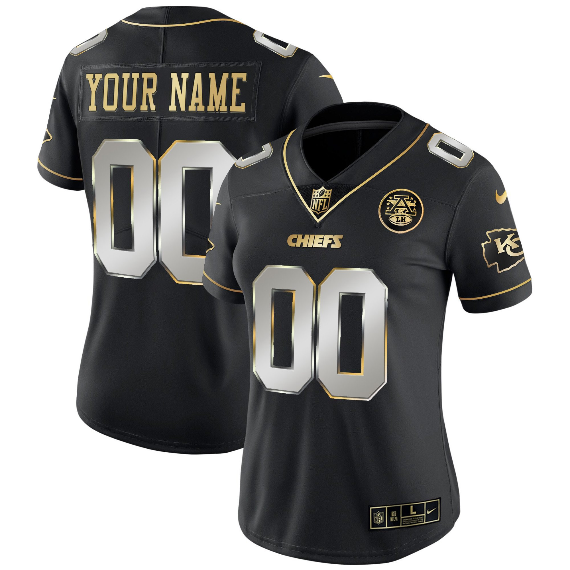 Women's Kansas City Chiefs Custom Name & Number Black Limited Jersey - All Stitched