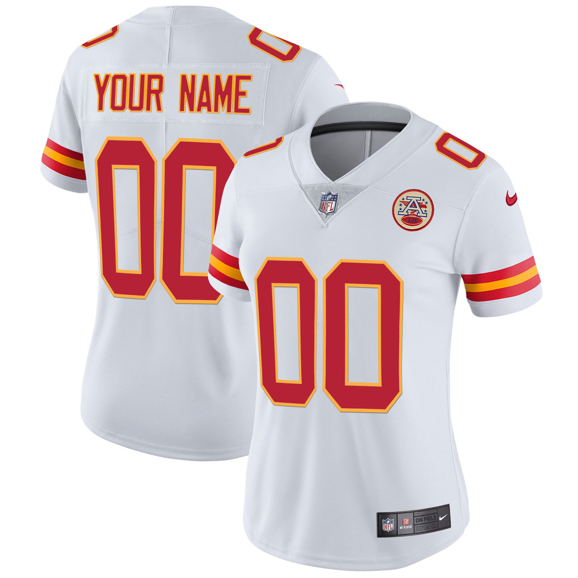 Women's Kansas City Chiefs Custom Name & Number White Jersey - All Stitched