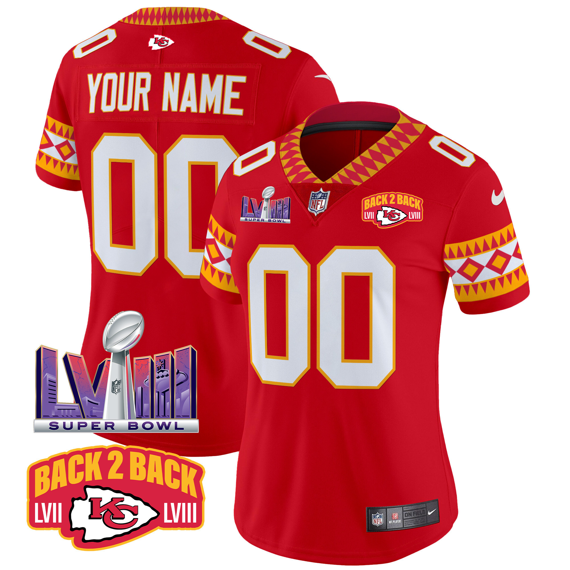 Women's Kansas City Chiefs Special Vapor Limited Custom Red Jersey - All Stitched