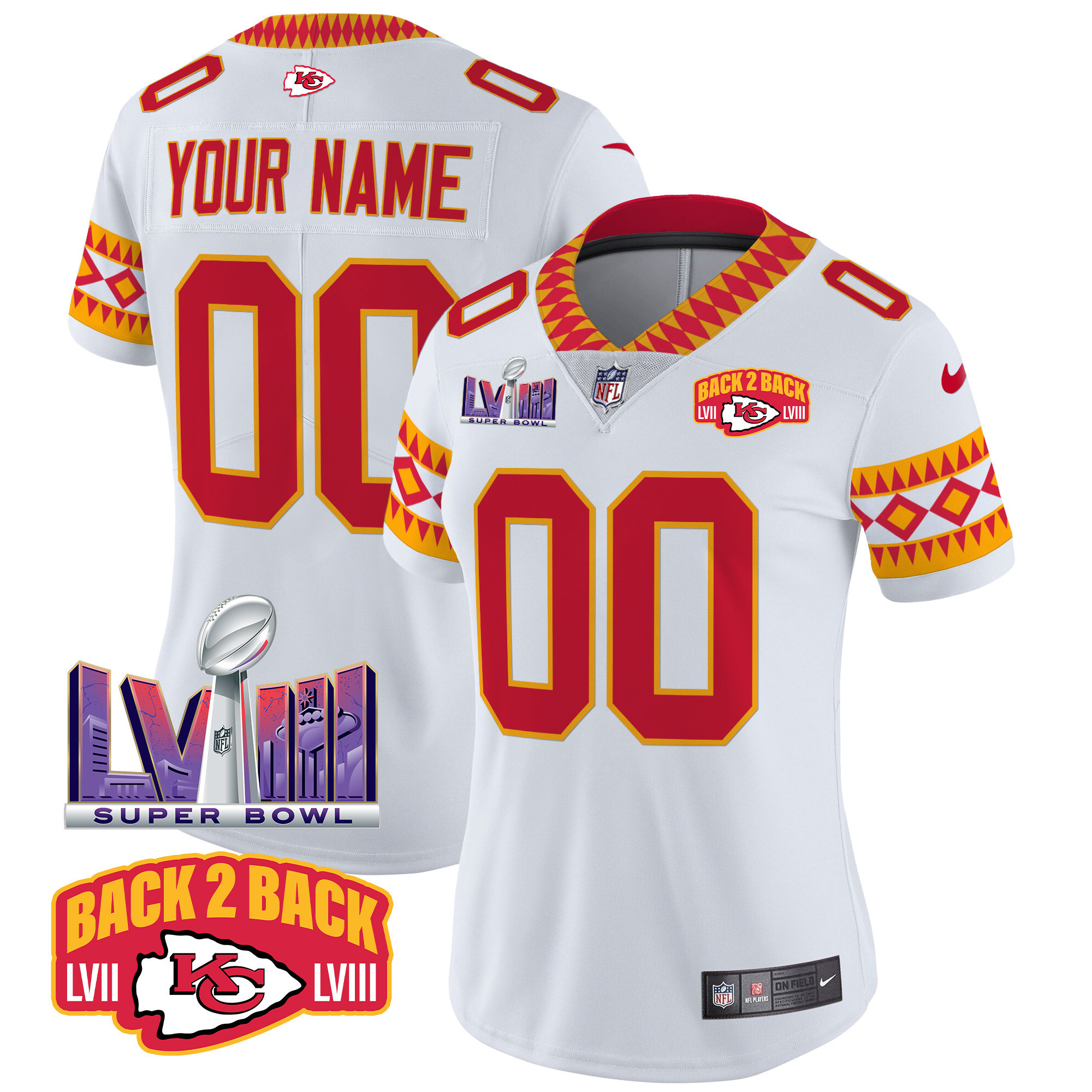 Women's Kansas City Chiefs Special Vapor Limited Custom White Jersey - All Stitched